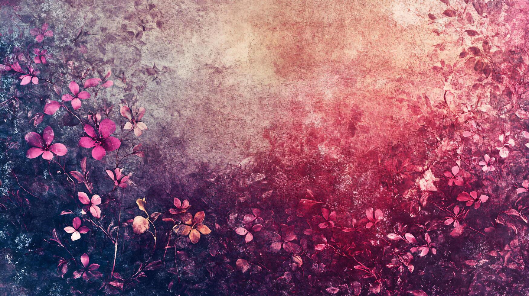 1749x980 Blurry image of a field of flowers with pink and purple tones. The flowers are scattered throughout the field, with some in the foreground and others in the background 54482887