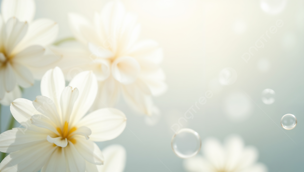 1200x678 Soft White Floral Background With Blurry Floating Bubbles, Floral Background, Blurry Bubbles, Soft Aesthetic Background Image And Wallpaper for Free Download