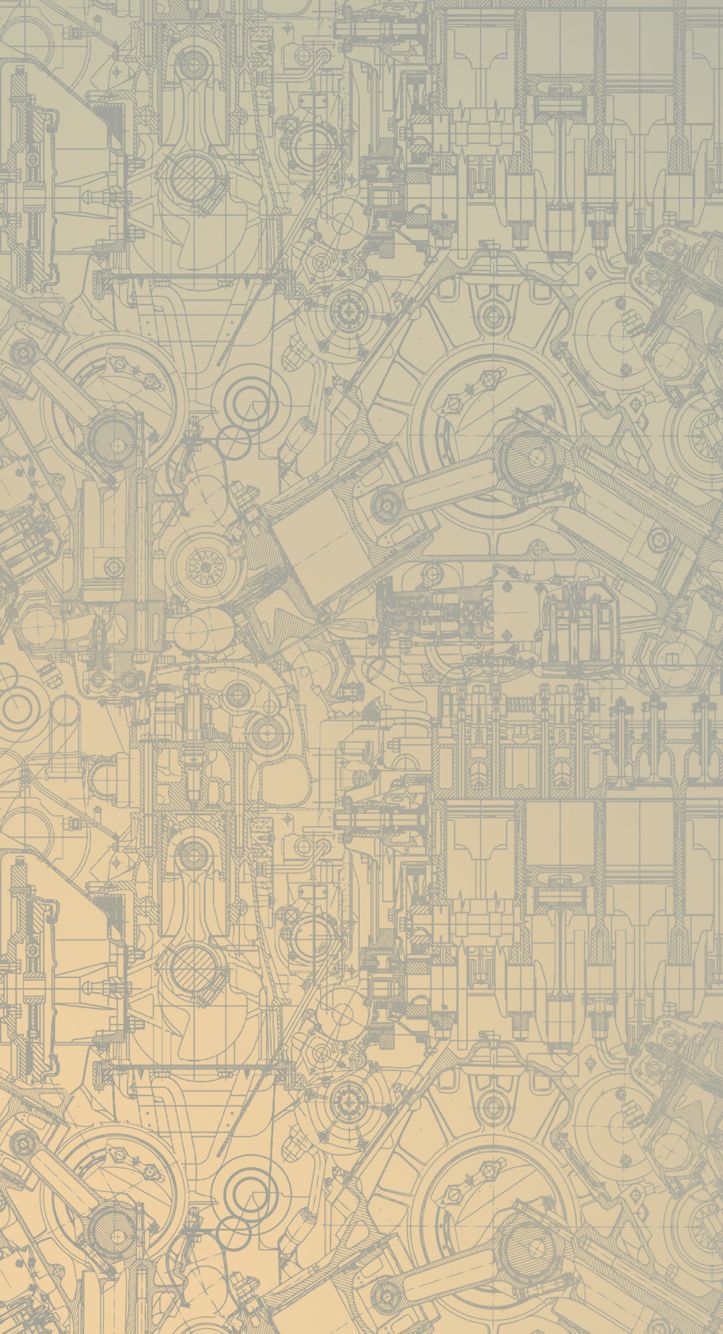 723x1334 Abstract Machinery Drawing on Periwinkle and Lilac Wallpaper