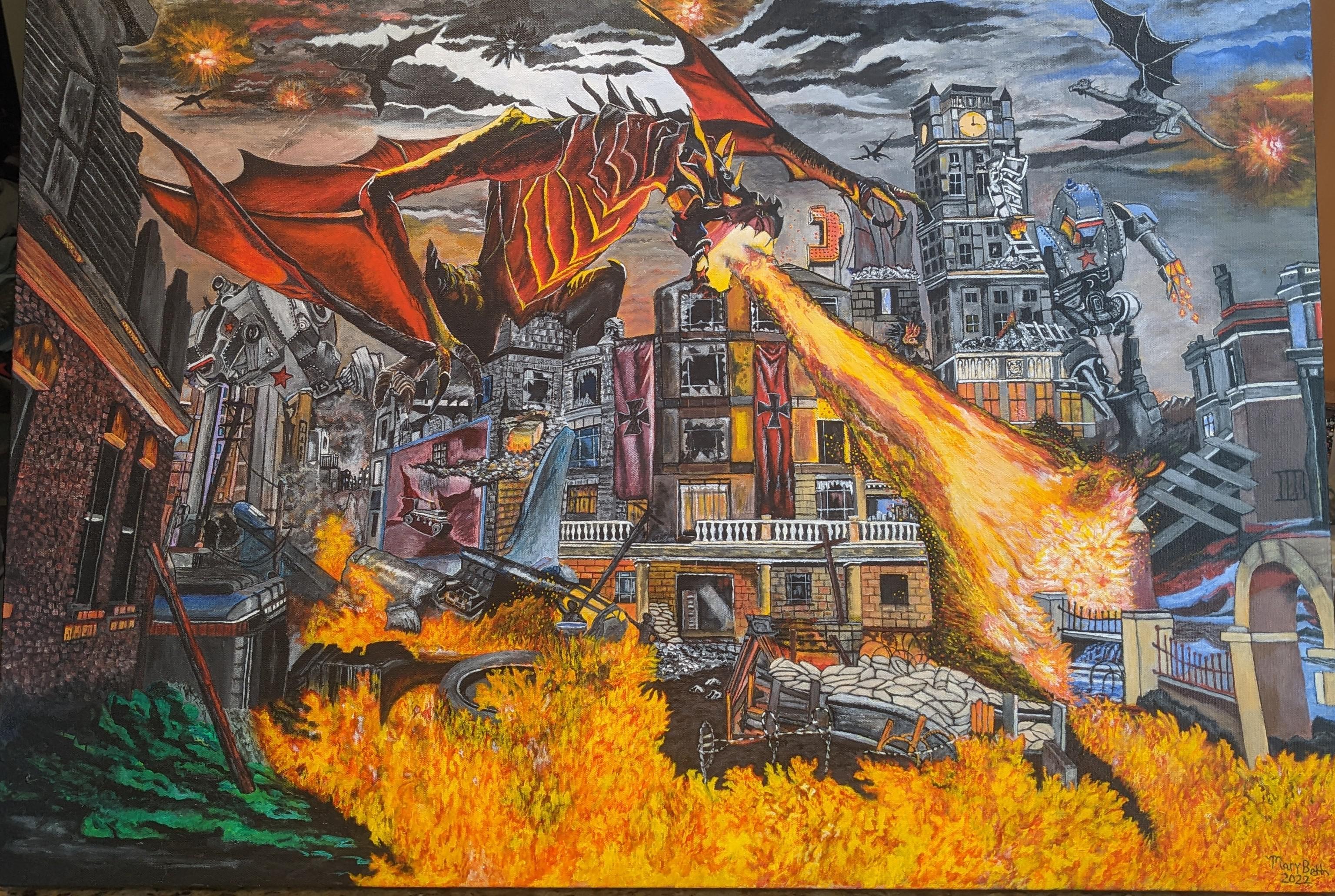 3071x2062 My Mom's painting of Gorod Krovi (full painting)