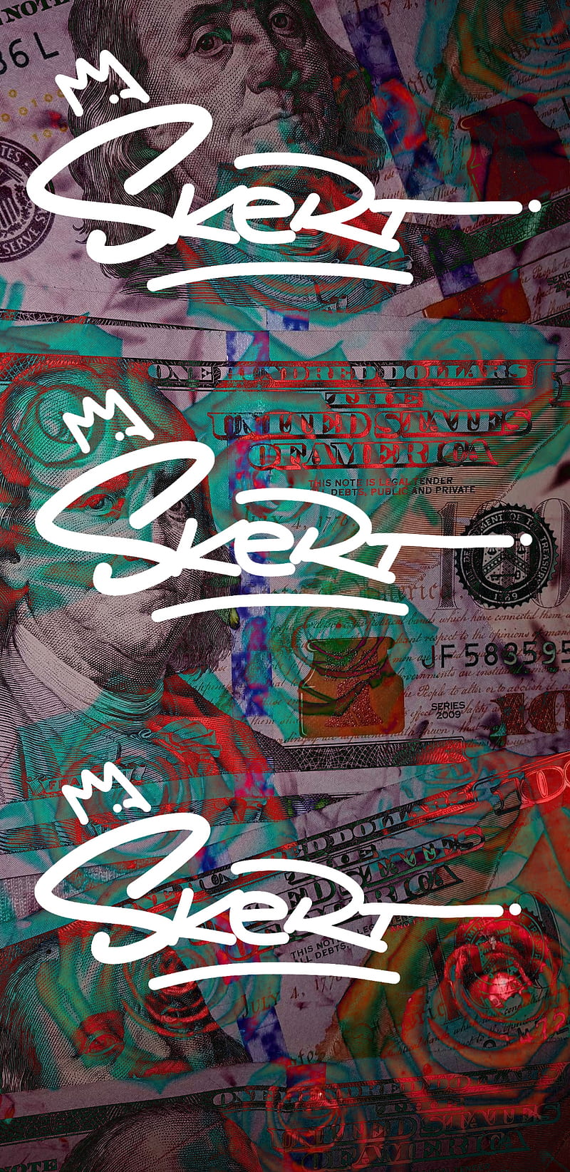 800x1644 SKeRT Money, graffiti, roses, trip, HD phone wallpaper