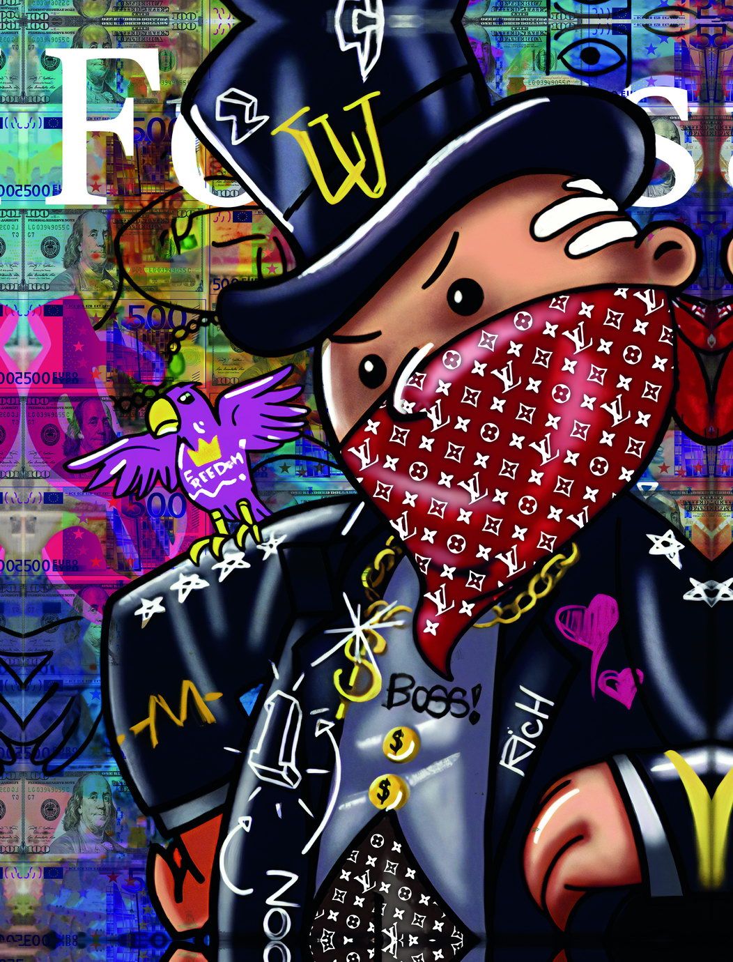 1052x1380 Poster Rich Monopoly Pop Art Poster Graffiti Street Art Money Wealth Cartoon Lifestyle Modern Print