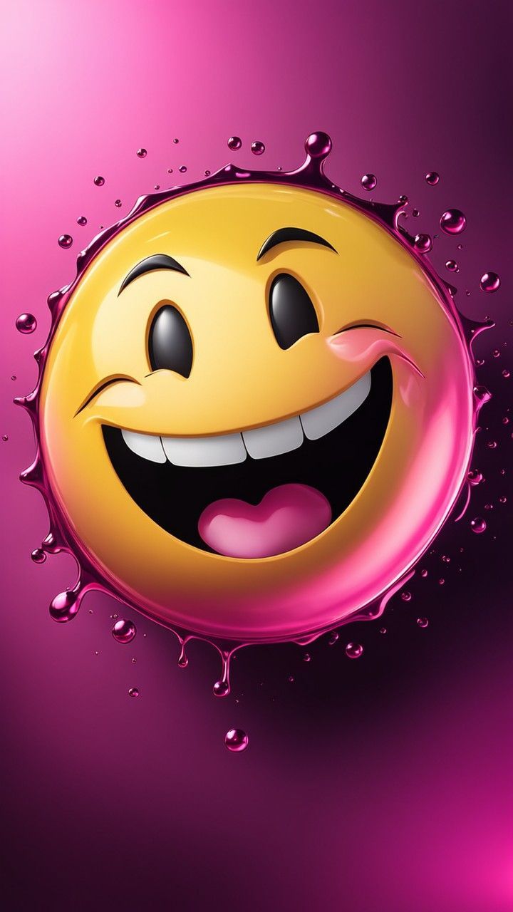 720x1280 Laughing emoji wallpaper. Pink melting smiley face wallpaper, Neon smiley face wallpaper, Image emojis