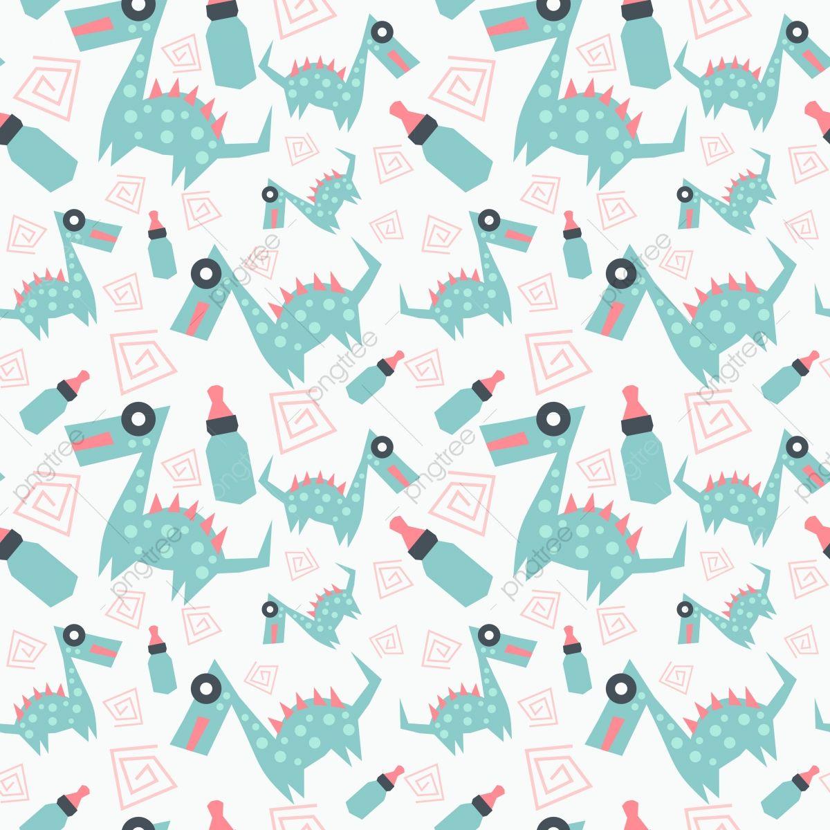 1200x1200 Baby Pattern With Cute Dino And Nipple Milk Bottle Seamless, Baby