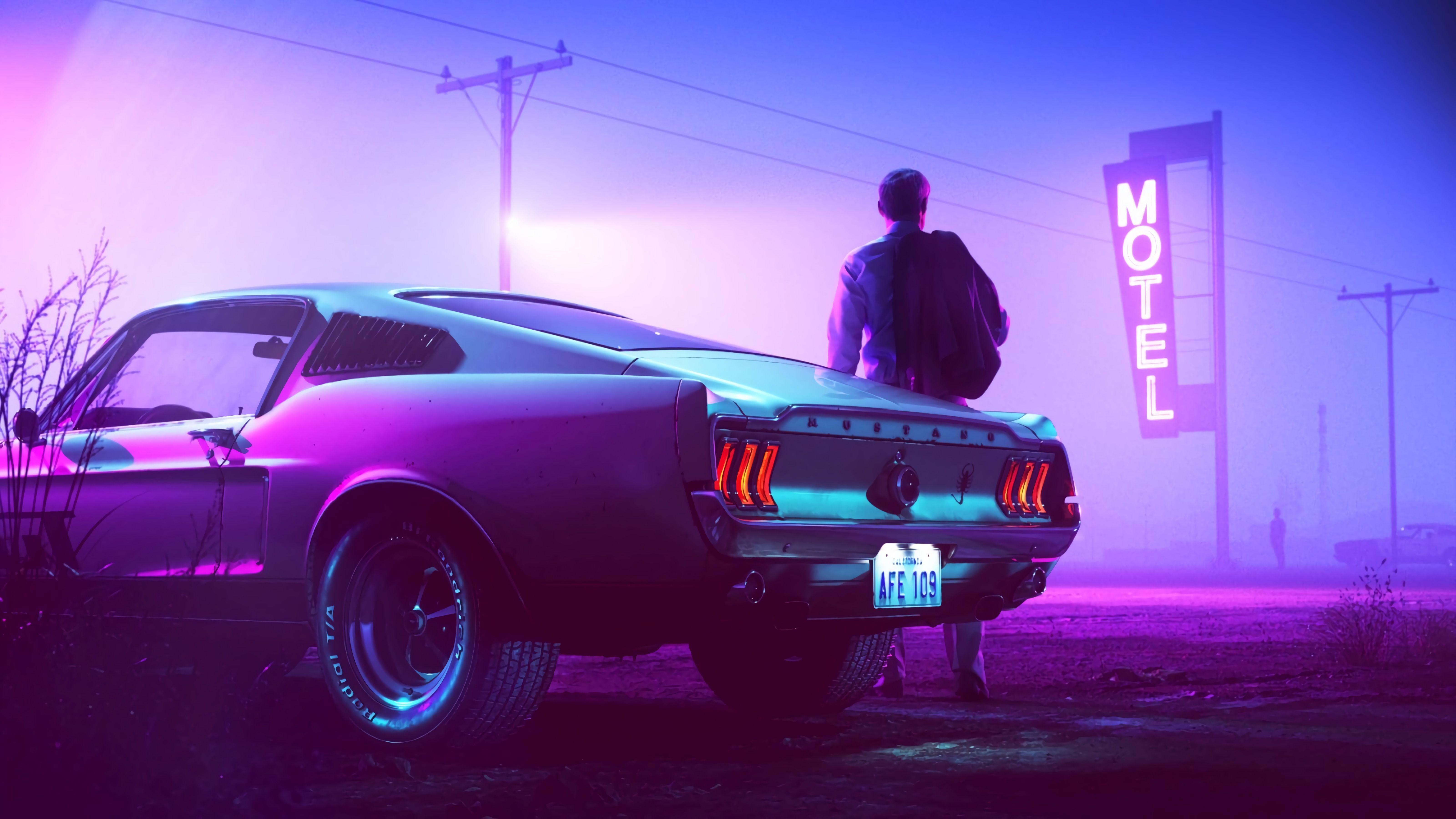 HD wallpaper car synthwave neon vehicle artwork  Wallpaper Flare