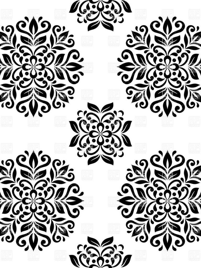 768x1024 Free download Black and white mandala seamless wallpaper