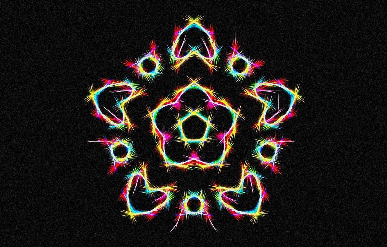 1332x850 Wallpaper abstraction, fantasy, figure, star, fractal, black