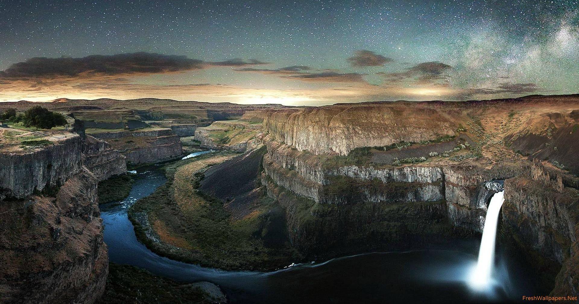 1920x1010 Palouse Falls and Colorado river, Washington wallpaper