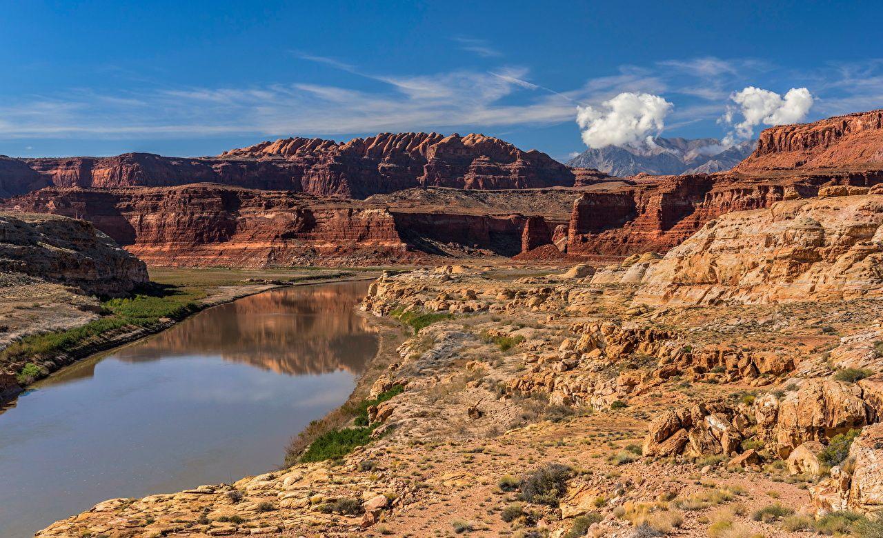 1280x780 Desktop Wallpaper USA Colorado River, White Canyon, Utah Crag