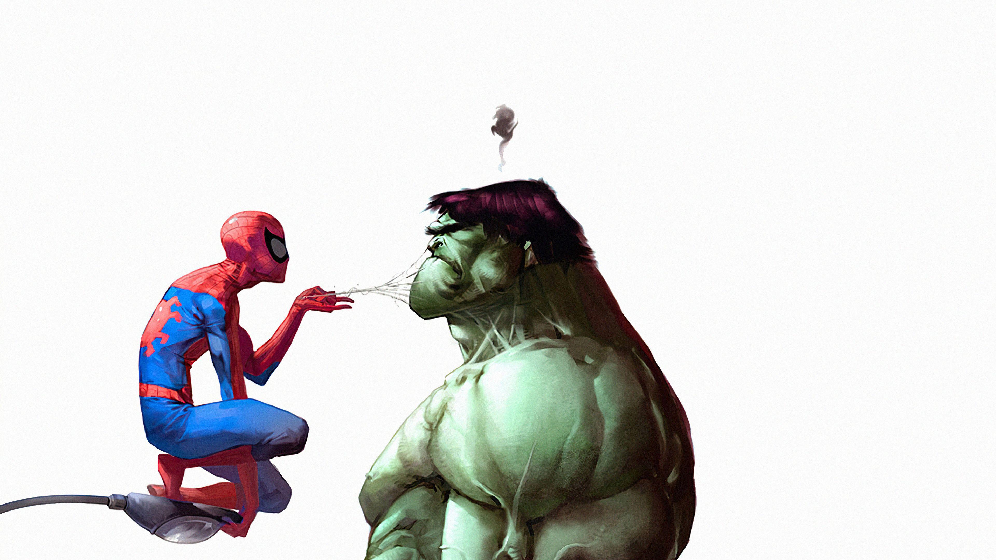 3840x2160 Spiderman Annoying Hulk Wallpaper, HD Superheroes 4K Wallpaper
