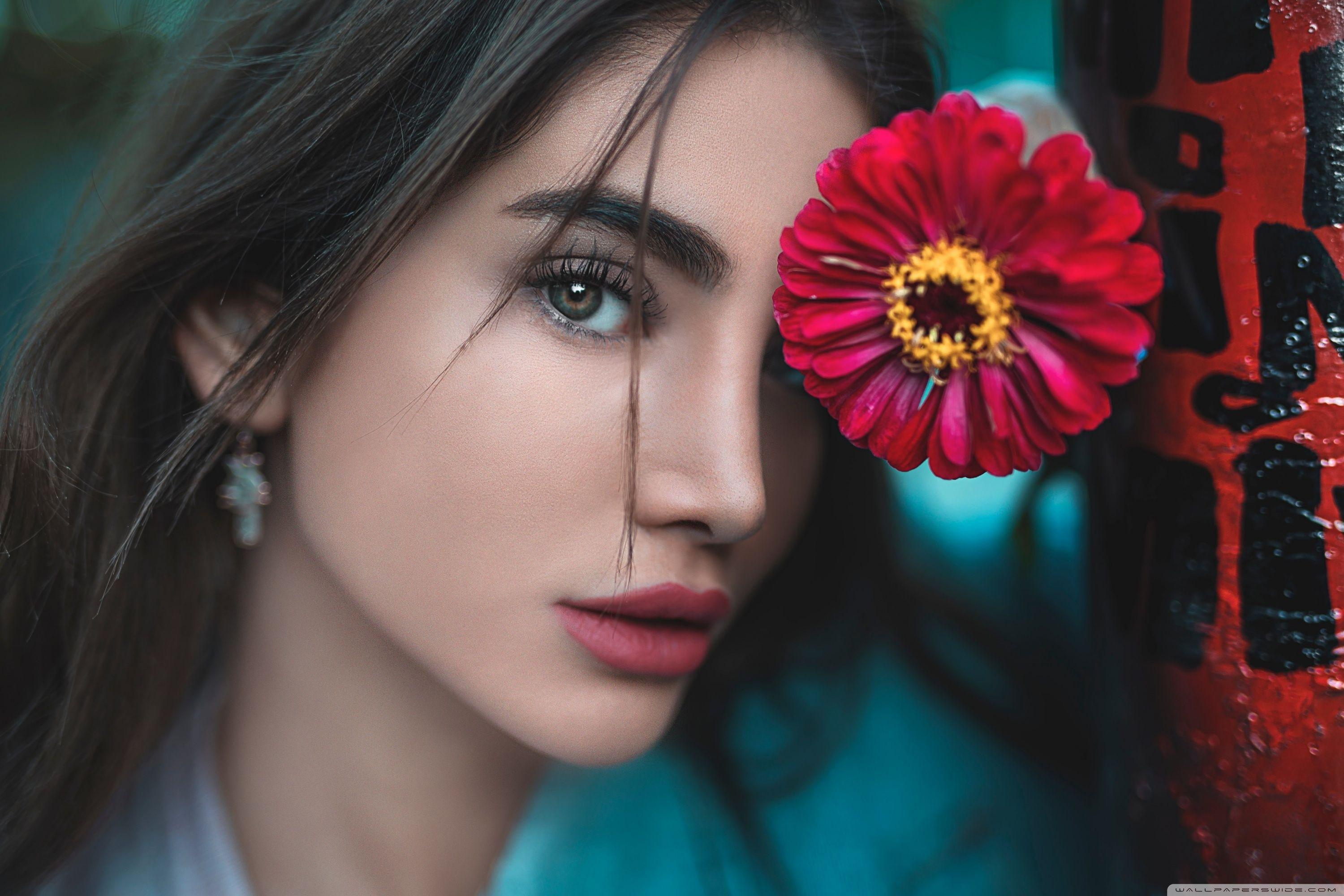 3000x2000 Beautiful Girl Flower Aesthetic Ultra HD Desktop Background