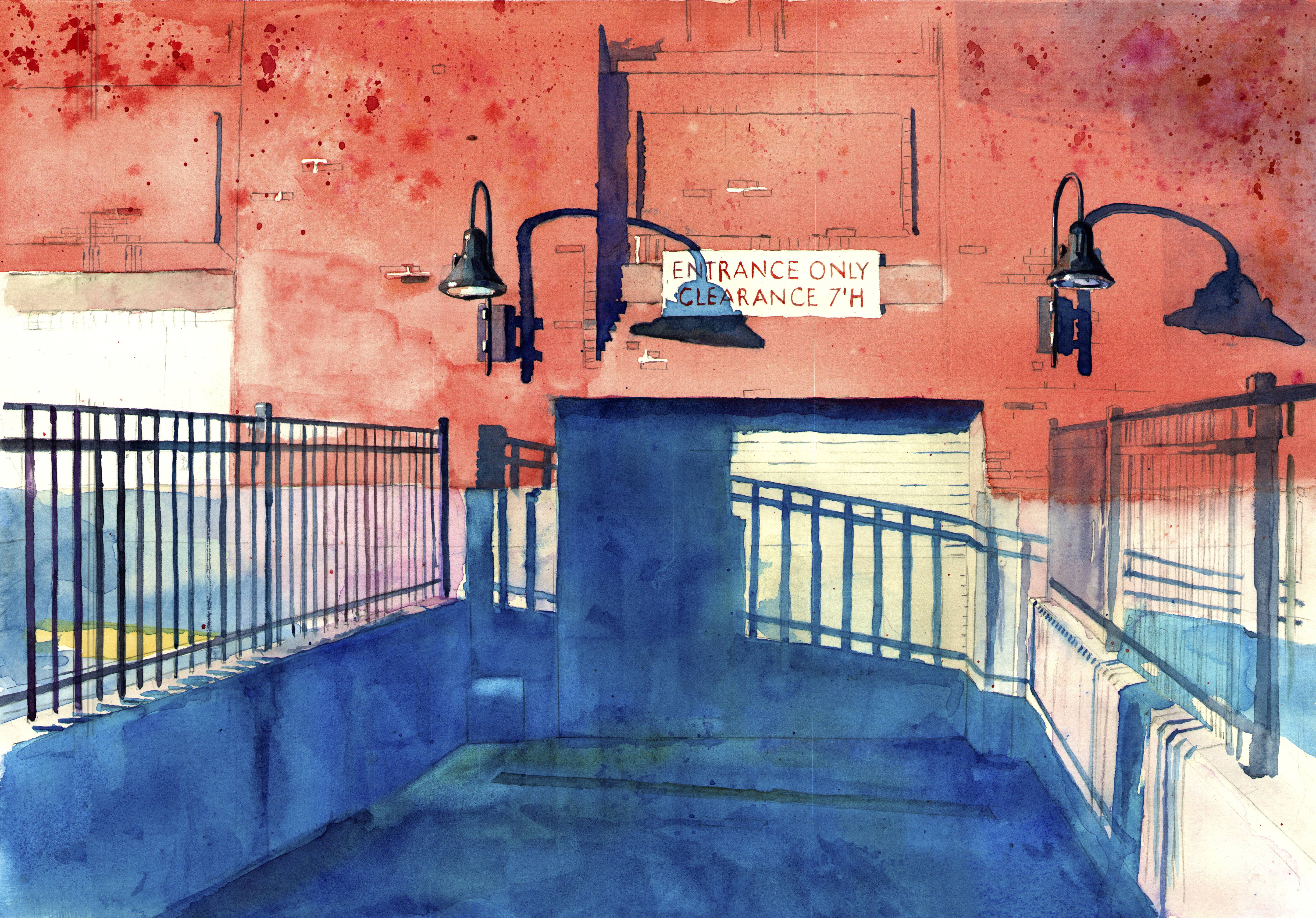 5633x3930 Watercolor city painting from Reddit user onewordpoet