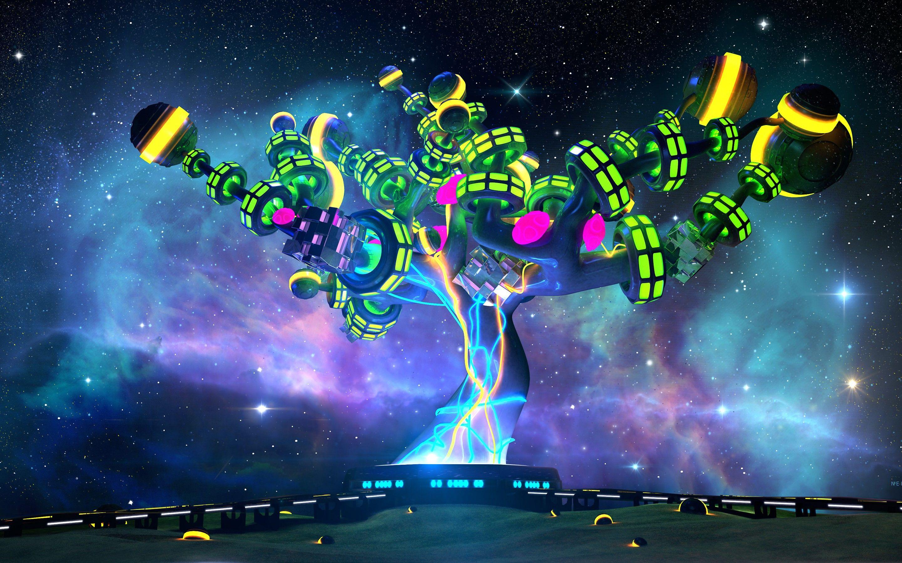 2880x1800 Wallpaper Abstract tree, Colorful, Neon colors, 4K, Creative