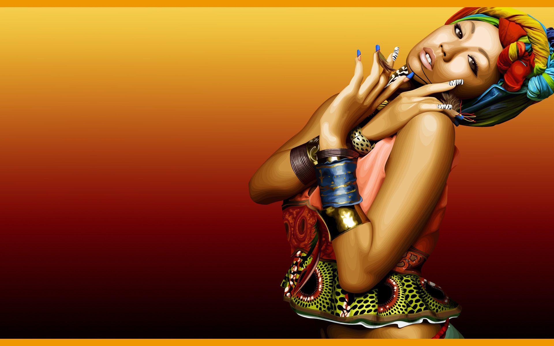 1920x1200 Girl, wallpaper, colorful, computer, drawn