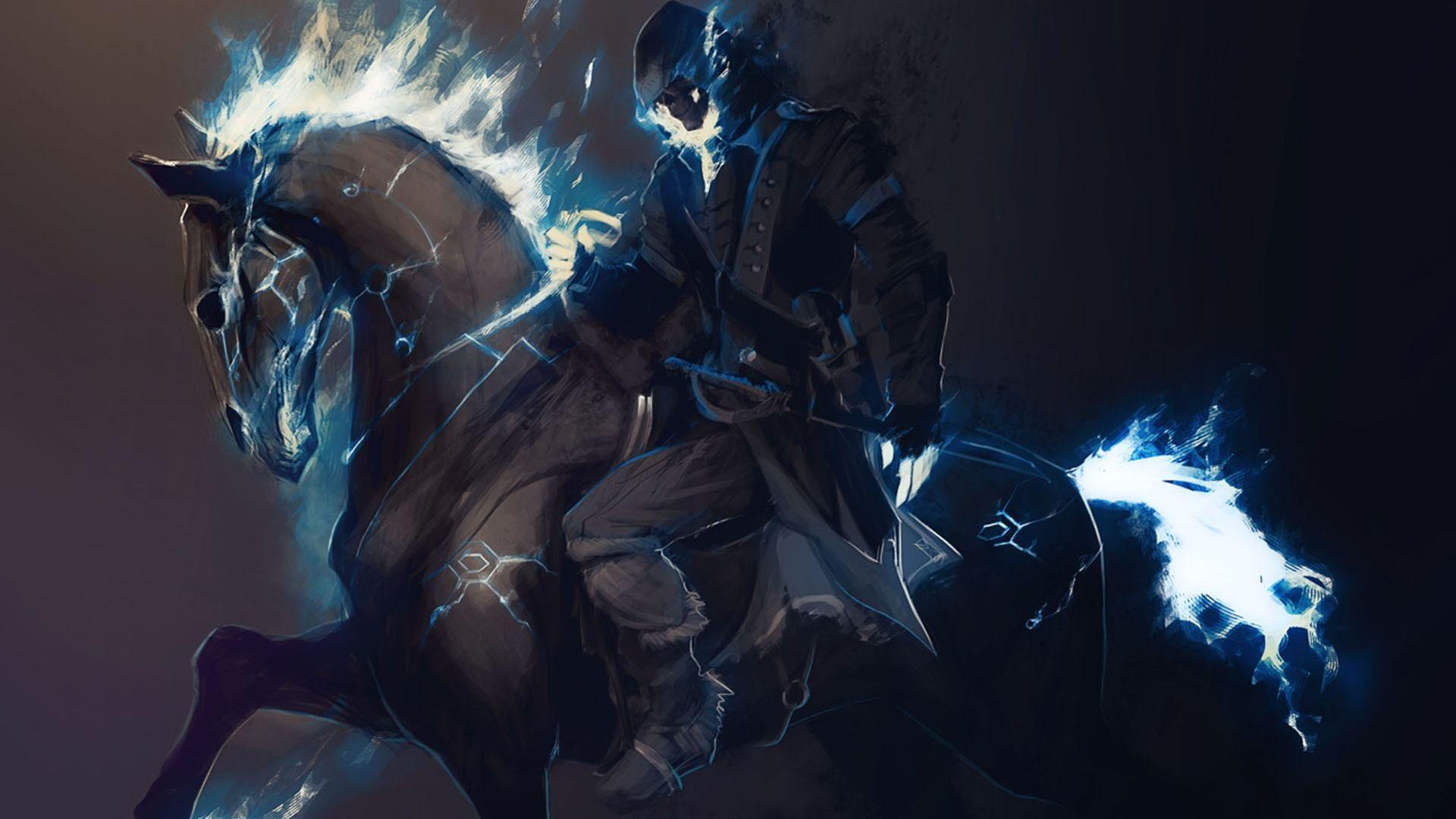 1920x1080 Swords and Sorcery Horseback Riding HD Wallpaper. Ghost rider wallpaper, Horse artwork, Fire horse
