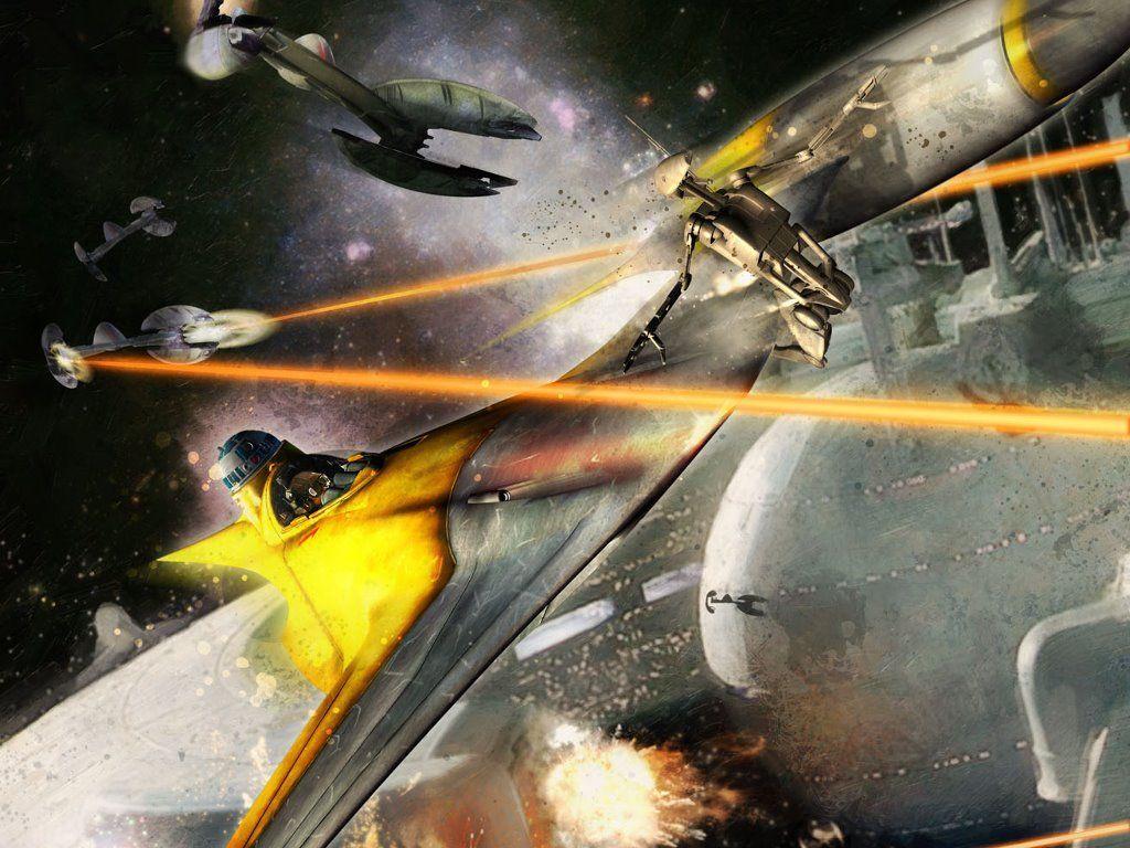 1024x768 My Free Wallpaper Wars Wallpaper : Battle of Naboo. Star wars wallpaper, Star wars art, Starfighter