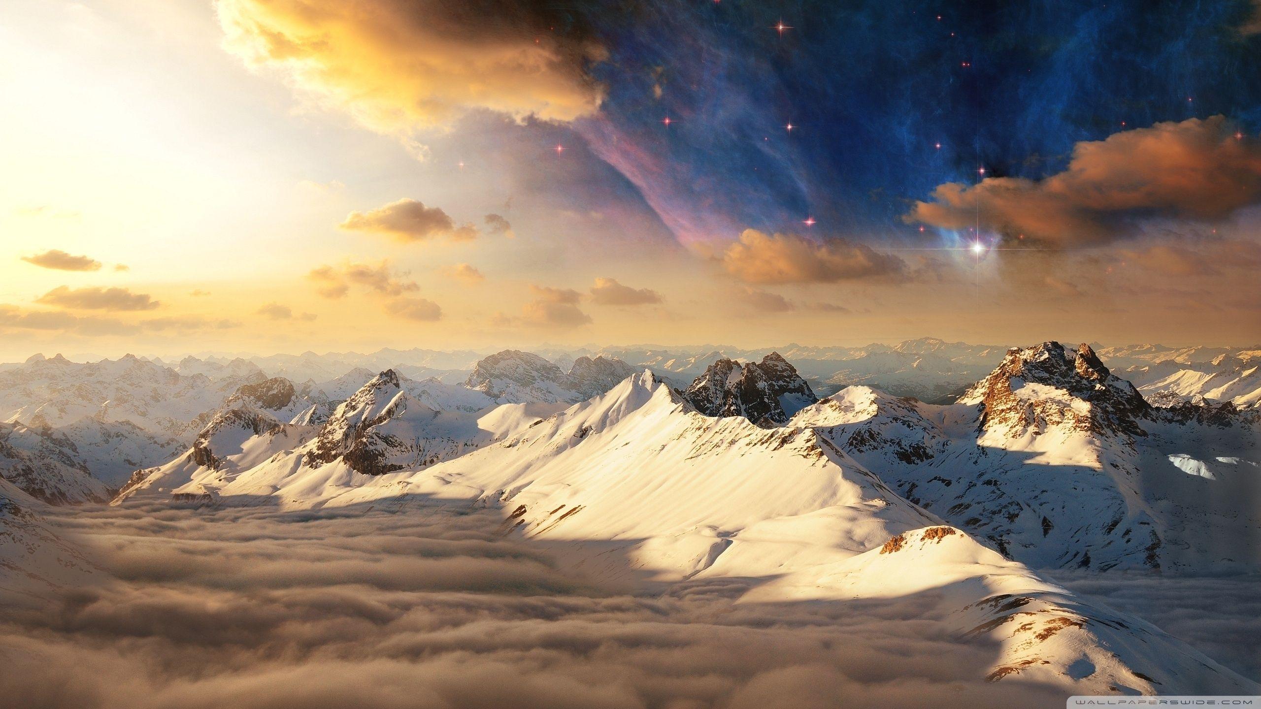 2560x1440 White Mountain Range ❤ 4K HD Desktop Wallpaper for 4K Ultra HD TV