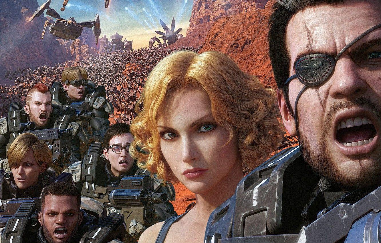 1332x850 Wallpaper Girls, Monsters, Blonde, Armor, People, Army, Guys