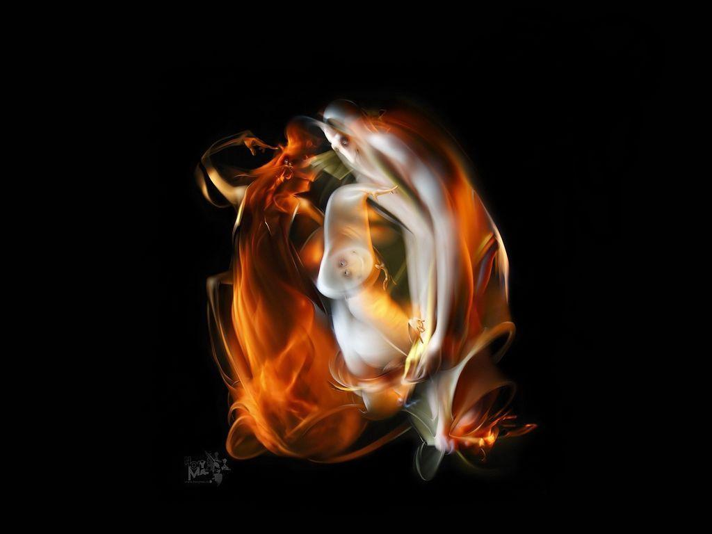 1024x768 Download wallpaper 1024x768 fire, light, veil, dark background