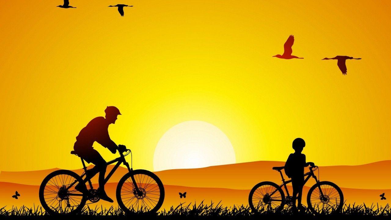 1280x720 Cycling Sunrise Art wallpaper .
