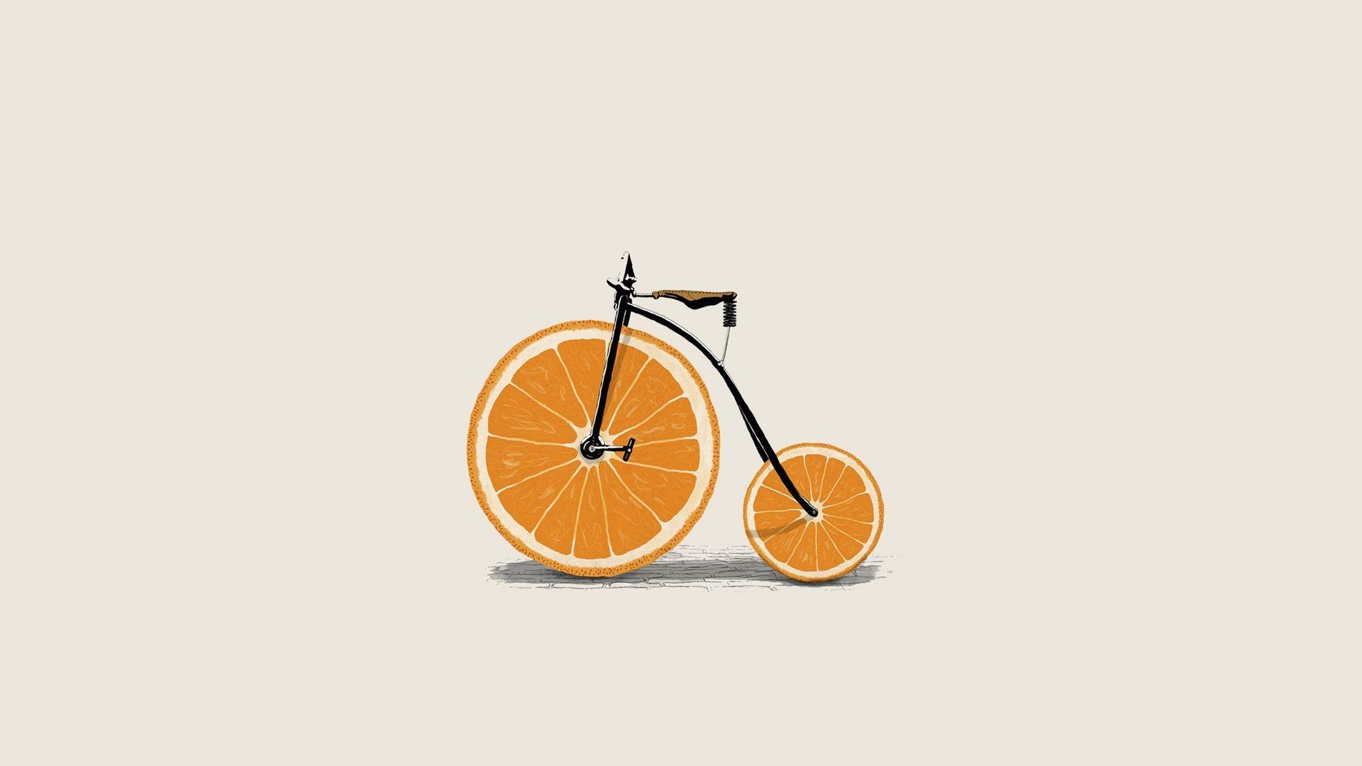 1920x1080 Orange Bicycle Minimalism Art Wallpaper