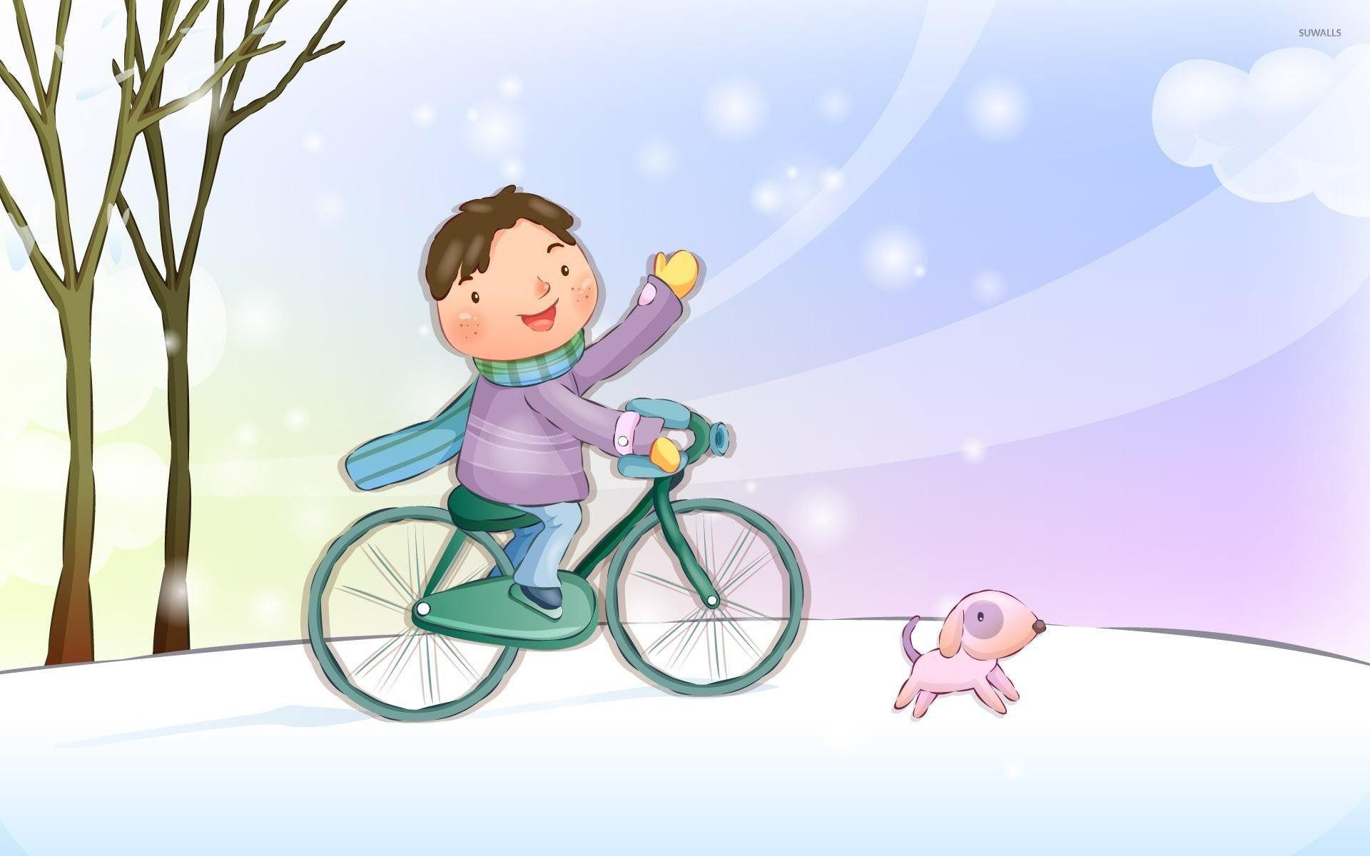 1920x1200 Boy riding bicycle wallpaper Art wallpaper