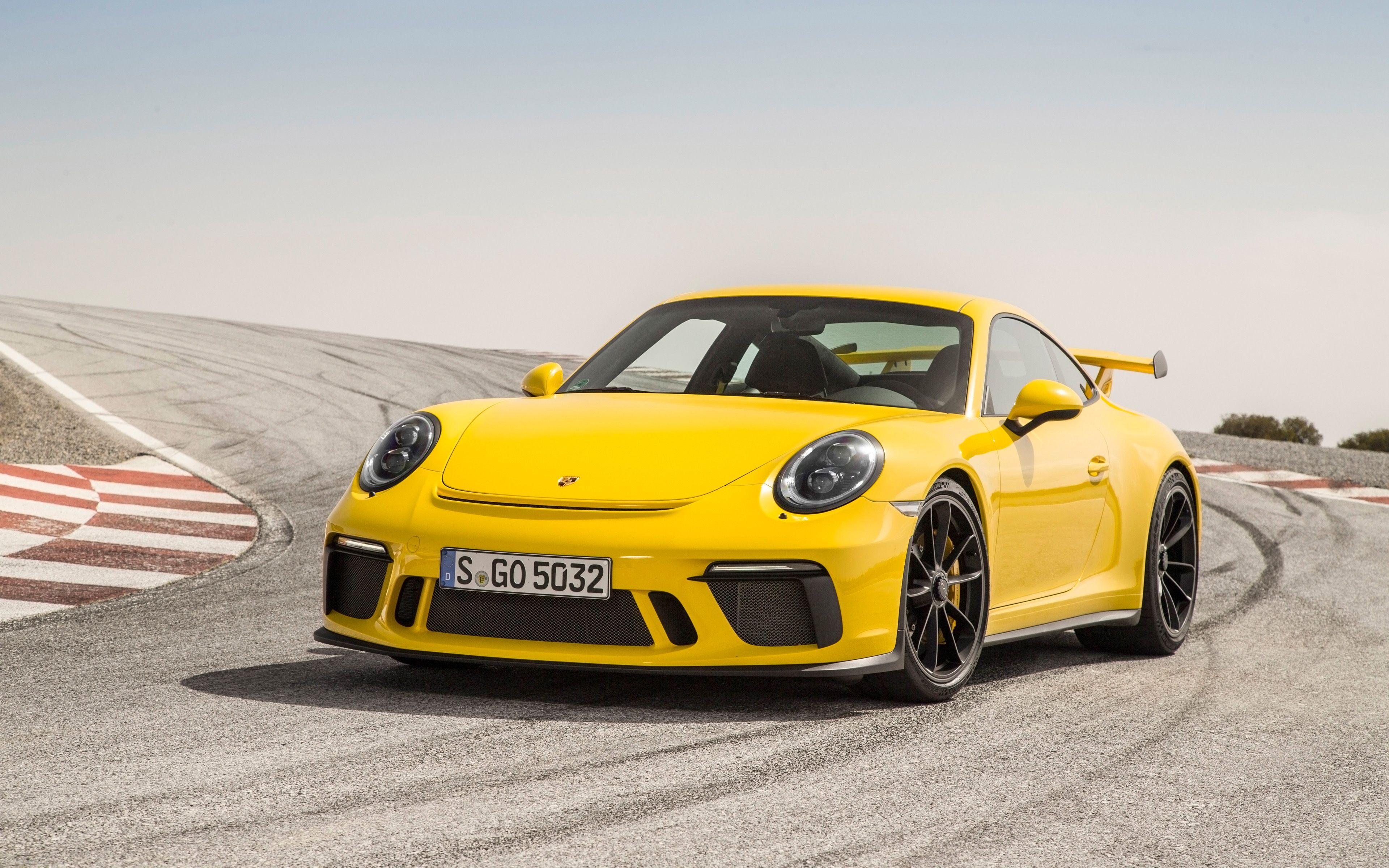 3840x2400 Porsche 911 GT3 Racing Yellow Wallpaper
