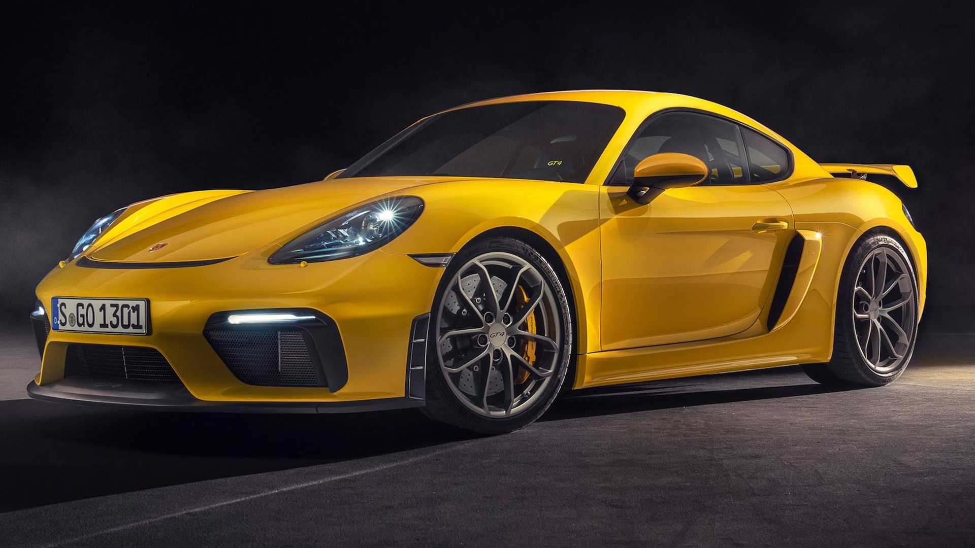 1920x1080 Yellow Porsche 718 Cayman GT4 Sports Car Wallpaper