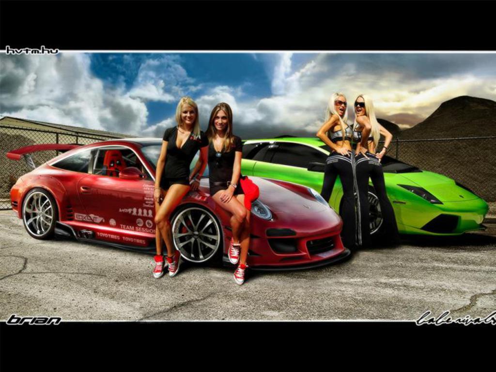 1024x768 Free download Car Girl and red Porsche 911 Wallpaper 1024x768