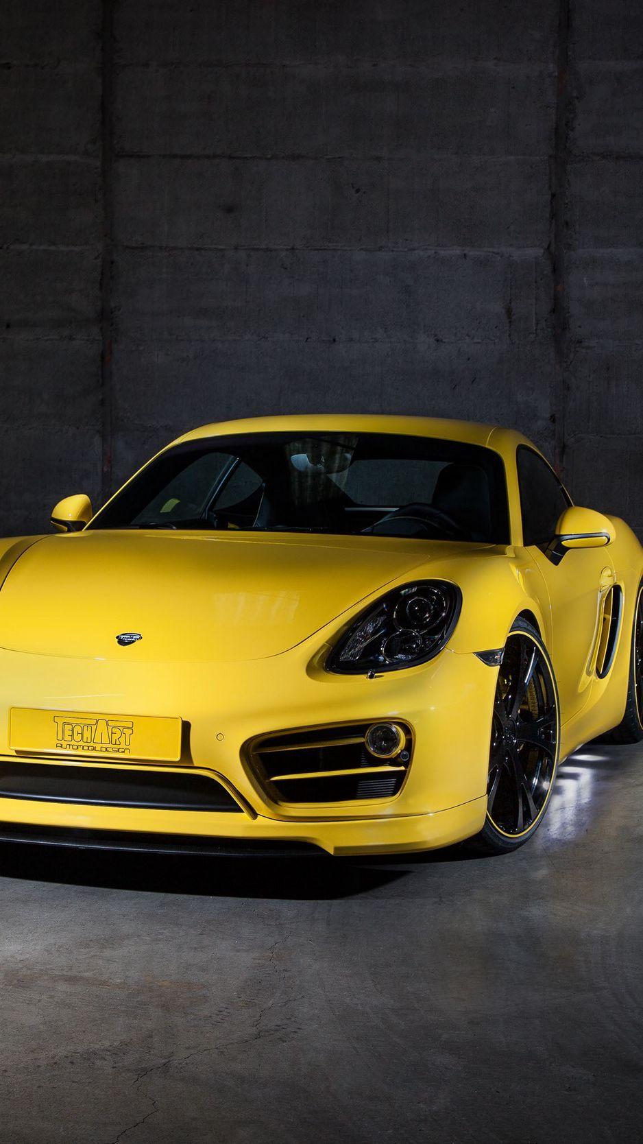 938x1668 Download Wallpaper 938x1668 Porsche, Cayman, Yellow, Front View Iphone 8 7 6s 6 For Parallax HD Background