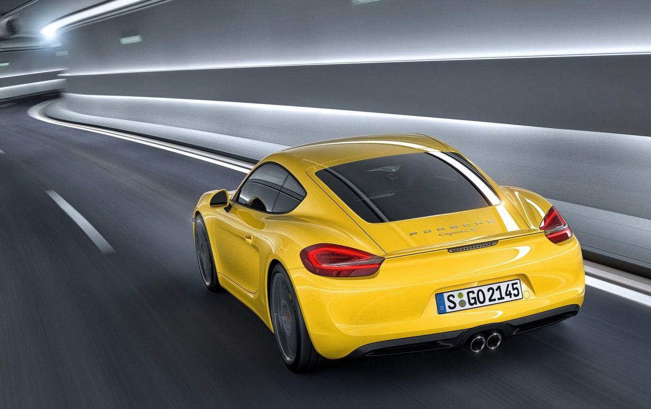1280x804 Yellow Porsche Cayman Motion Rear Angle wallpaper Yellow Porsche Cayman Motion Rear Angle