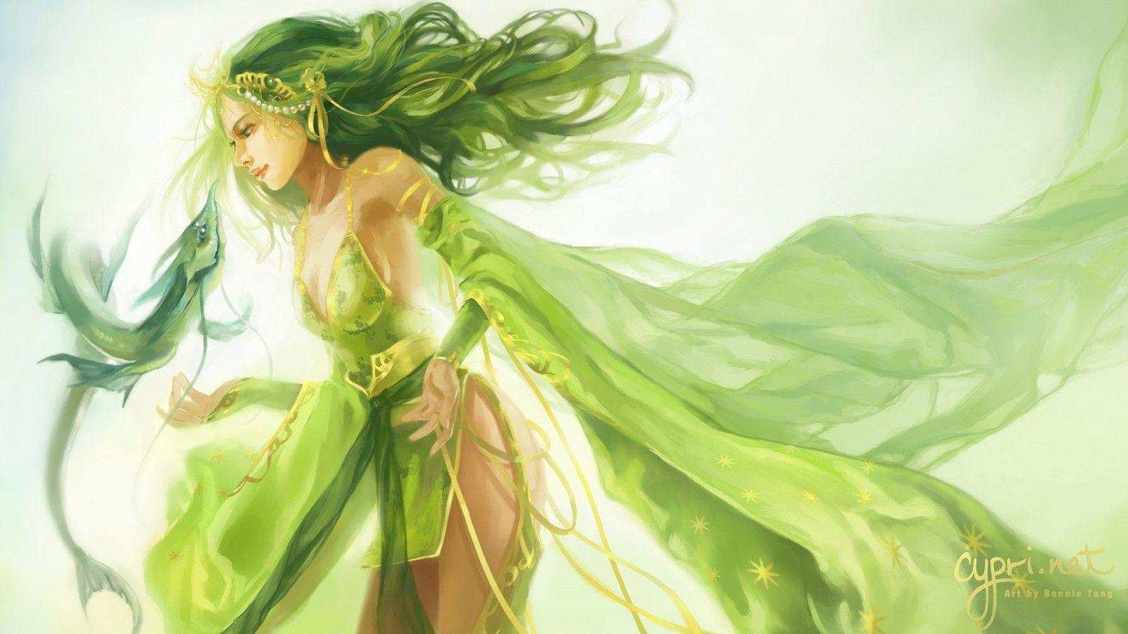 1600x900 illustration, green, Final Fantasy, Rydia, Final Fantasy