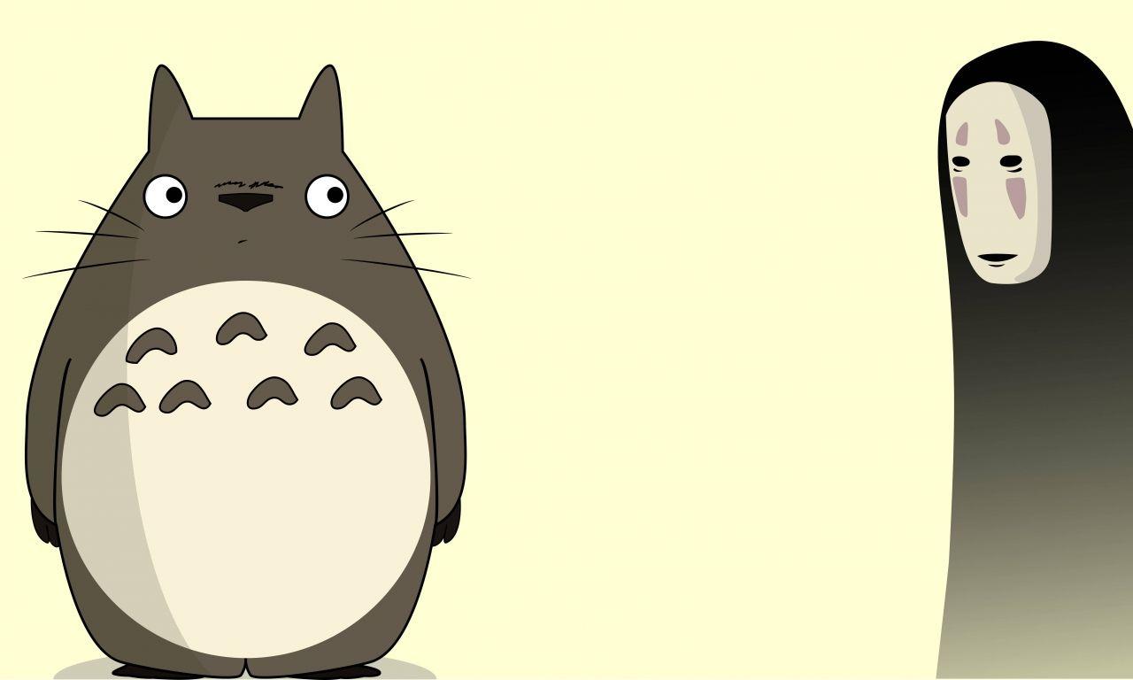 1280x768 Totoro Y Kaonashi (No Face) From Spirited Away Anime Wallpaper