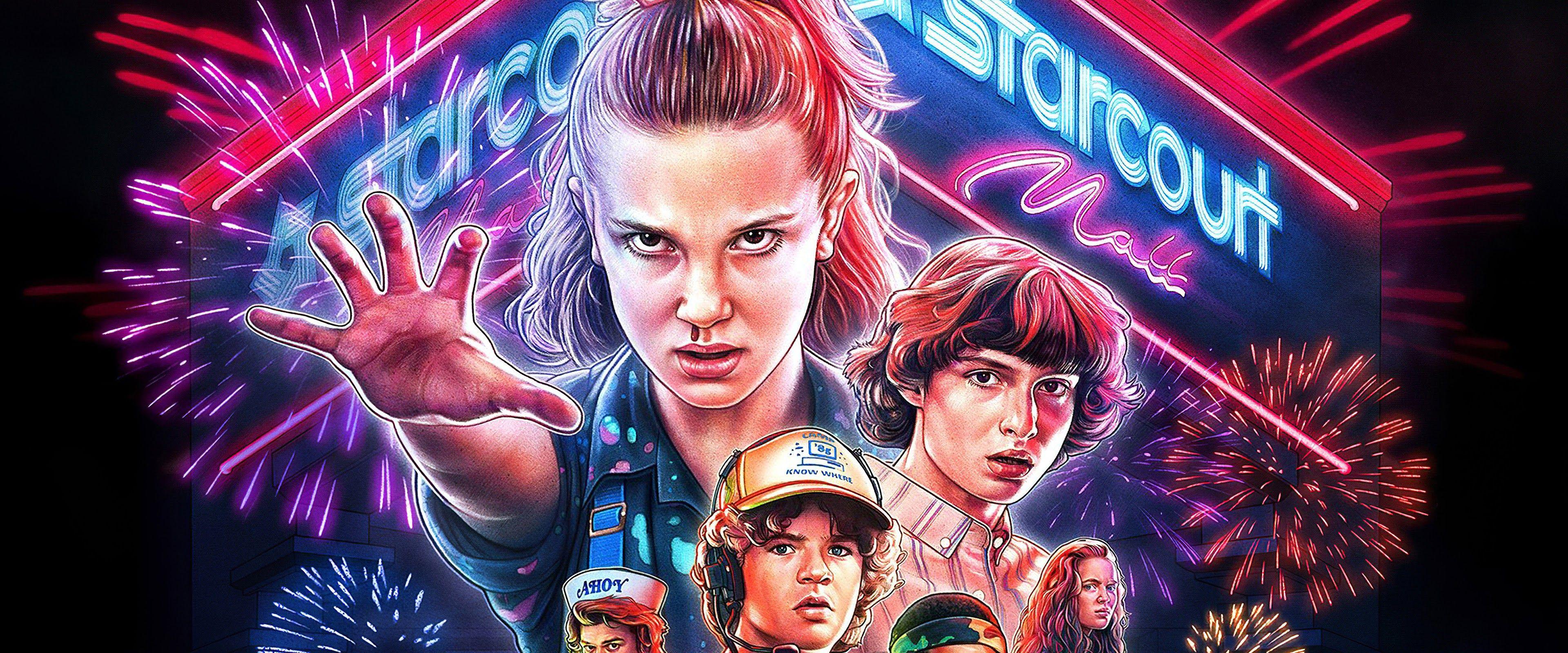 3840x1600 Stranger Things Season 3 Poster Characters 8K Wallpaper