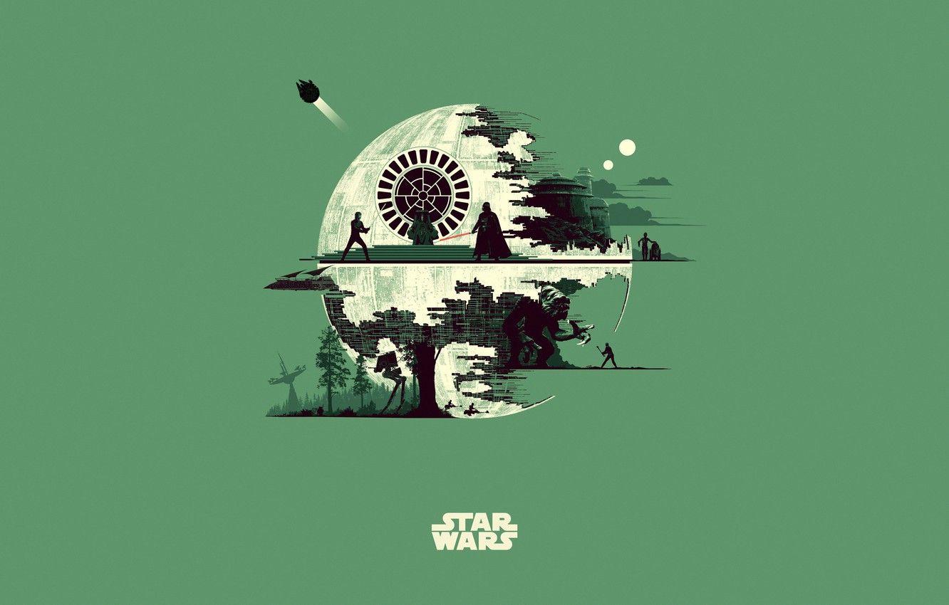 1332x850 Wallpaper Minimalism, Star Wars, Star wars, Art, Art, Fiction, Fiction, Minimalism, Character, The Death Star, Characters, Death Star, StarWars, Characters, Character, Matt Ferguson image for desktop, section минимализм