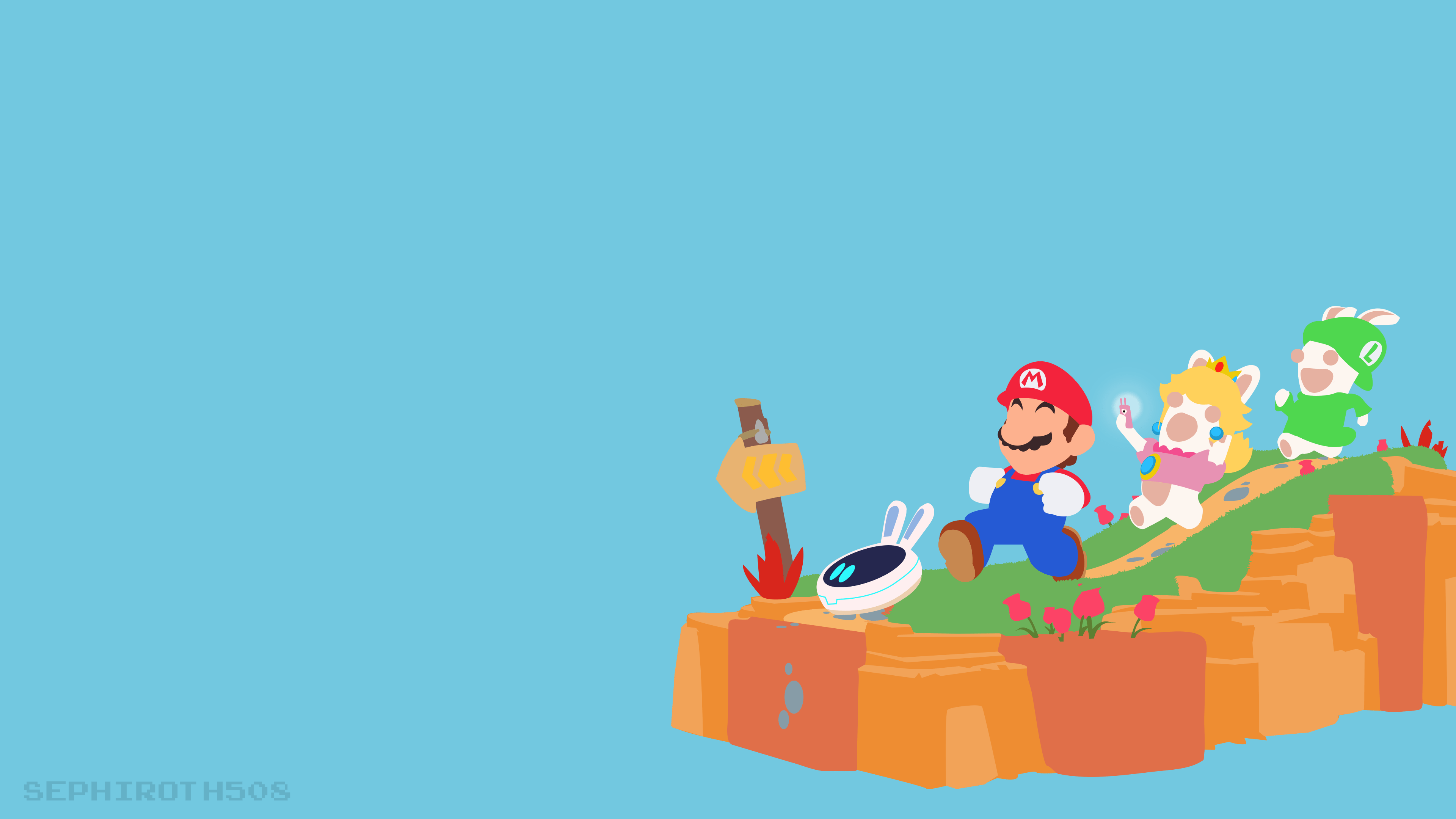3840x2160 I made a Mario + Rabbids Minimalist Wallpaper (4K)