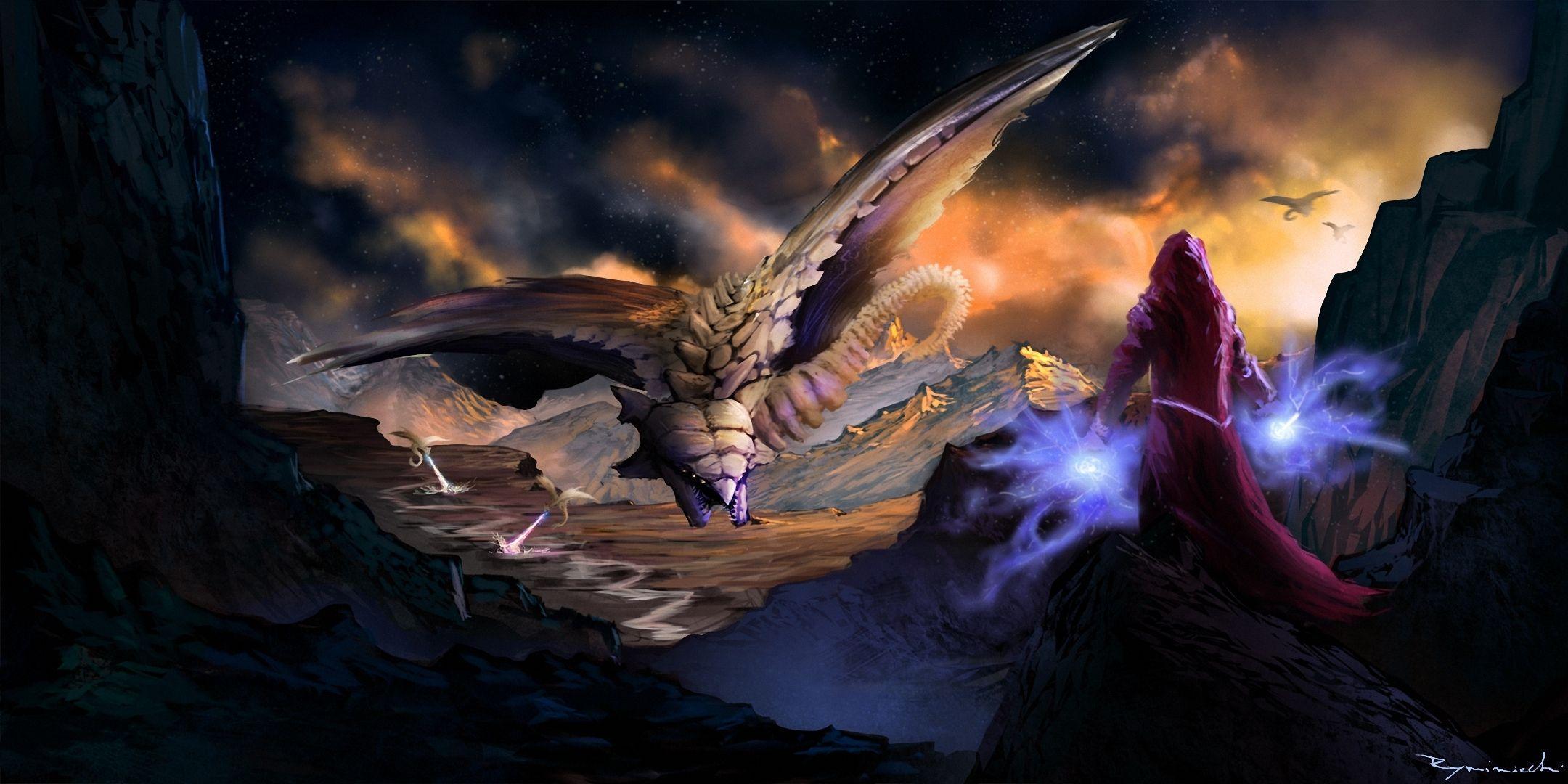 2160x1080 Magic Dragons Wallpaper