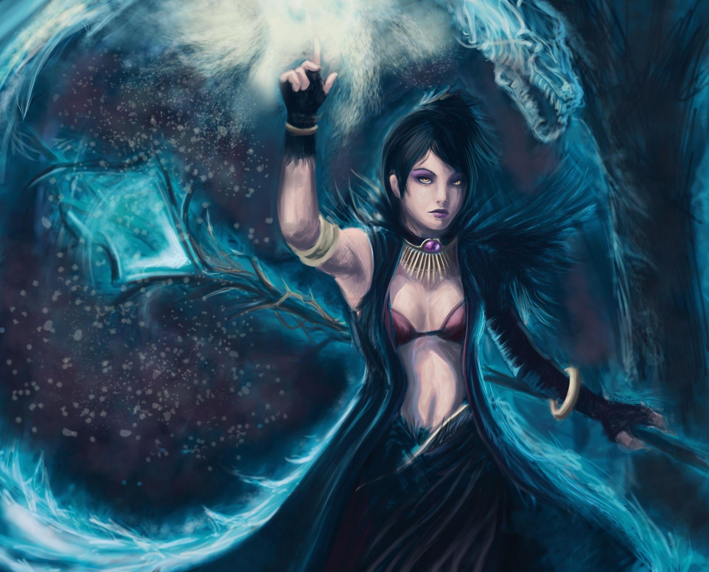 2400x1937 Dragon Age Magic Mage Staff Games Girls Fantasy wallpaper