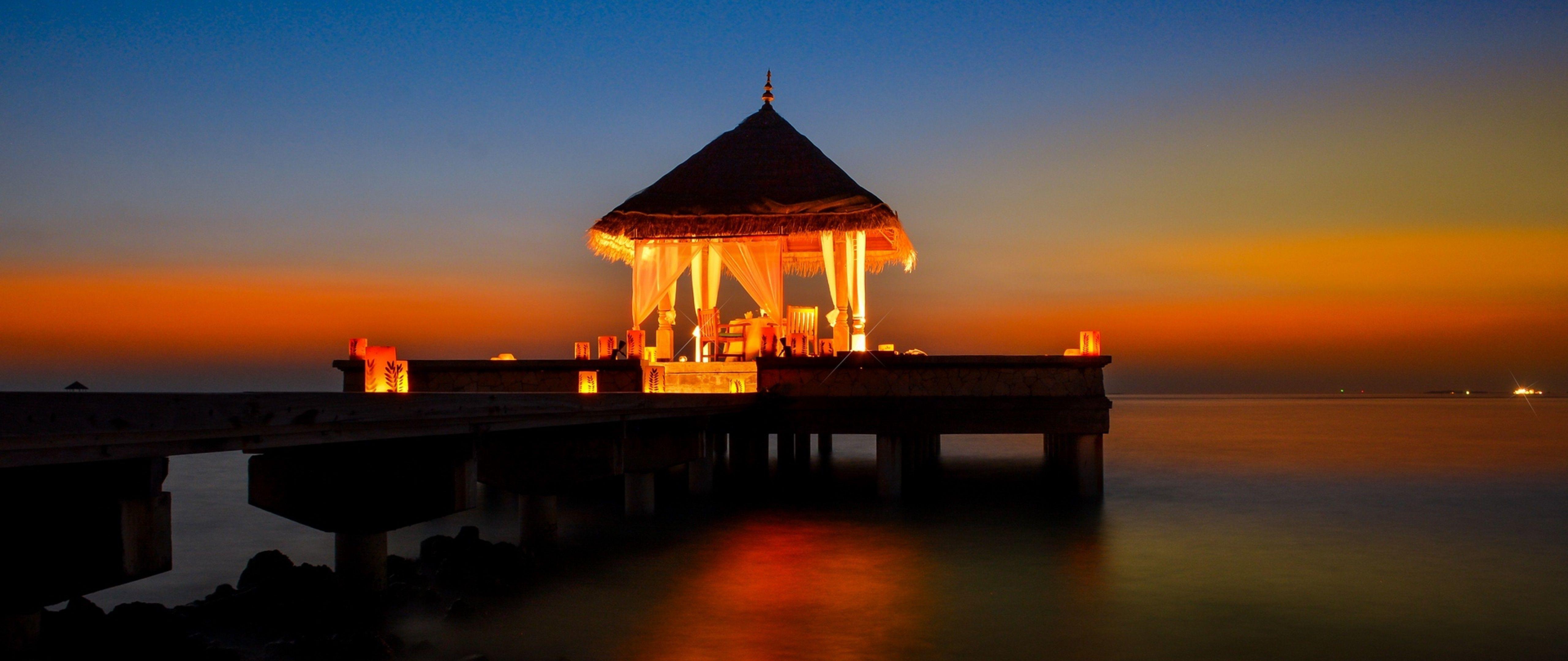 5120x2160 Romantic sunset at the pier HD Wallpaper 4K Ultra HD Wide TV