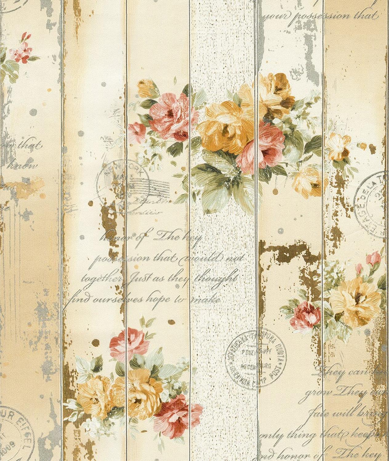 1264x1500 HaokHome Vintage Floral Wallpaper Flower Contact Paper Wall Yellow Red Green Covering Living Room Bedroom Home Decor. Wallpaper