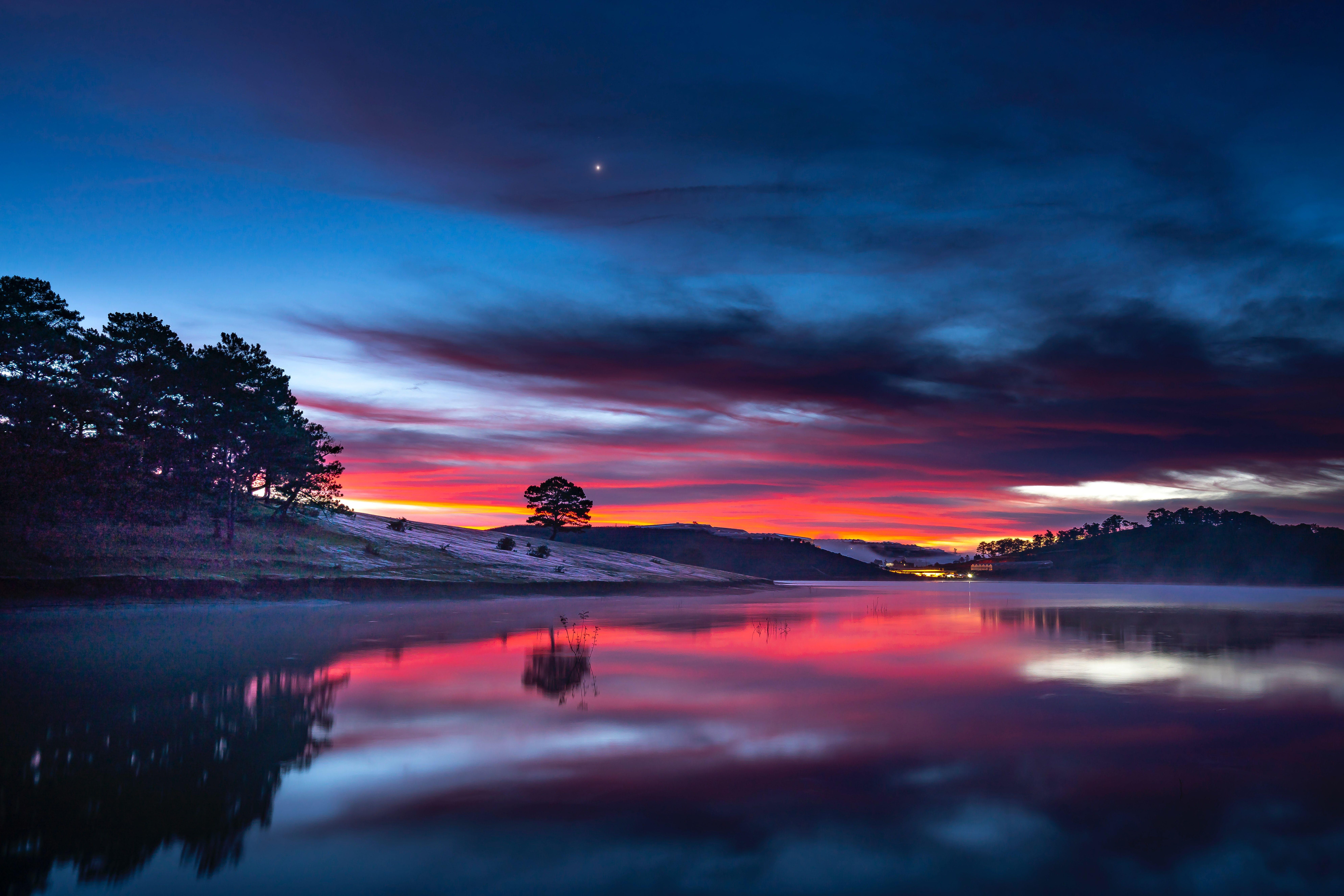 7952x5304 Sunset Clouds Reflection In Lake 8k 8k HD 4k Wallpaper, Image, Background, Photo and Picture