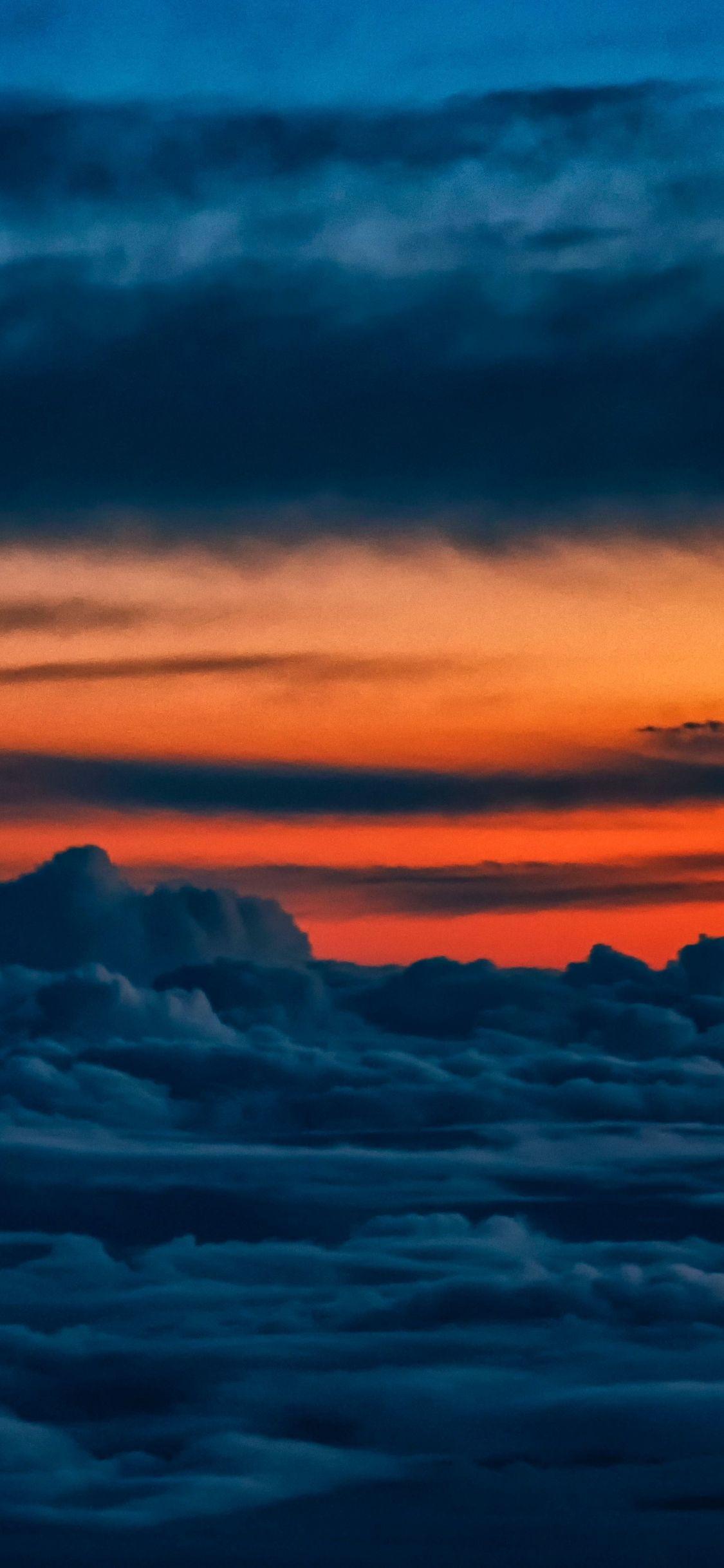 1125x2436 Download 1125x2436 wallpaper orange sky, clouds, nature, sunset