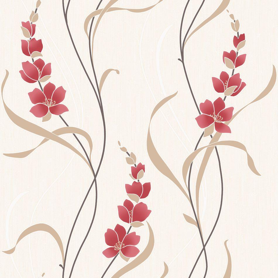 950x950 Floral Wallpaper Angelica red Muriva