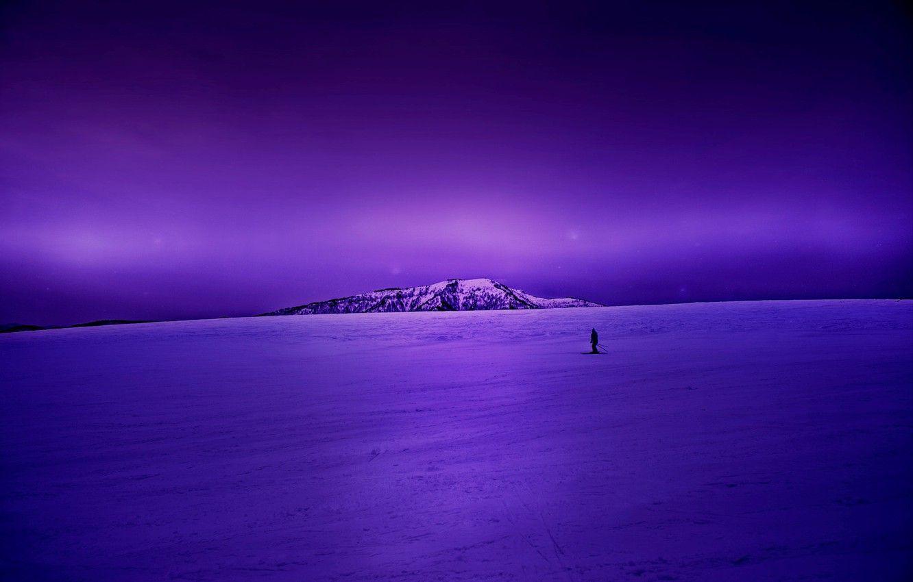 1332x850 Wallpaper night, winter, view, snow, purple, purple sky image