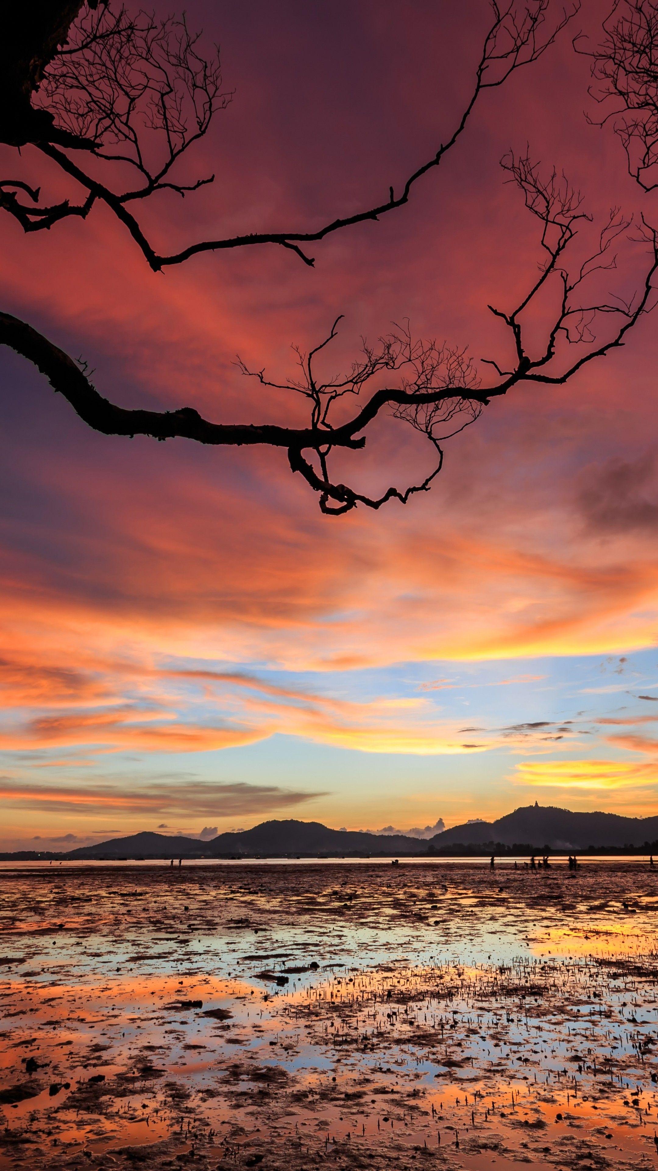 2160x3840 Wallpaper Sunset, clouds, 5K, Nature