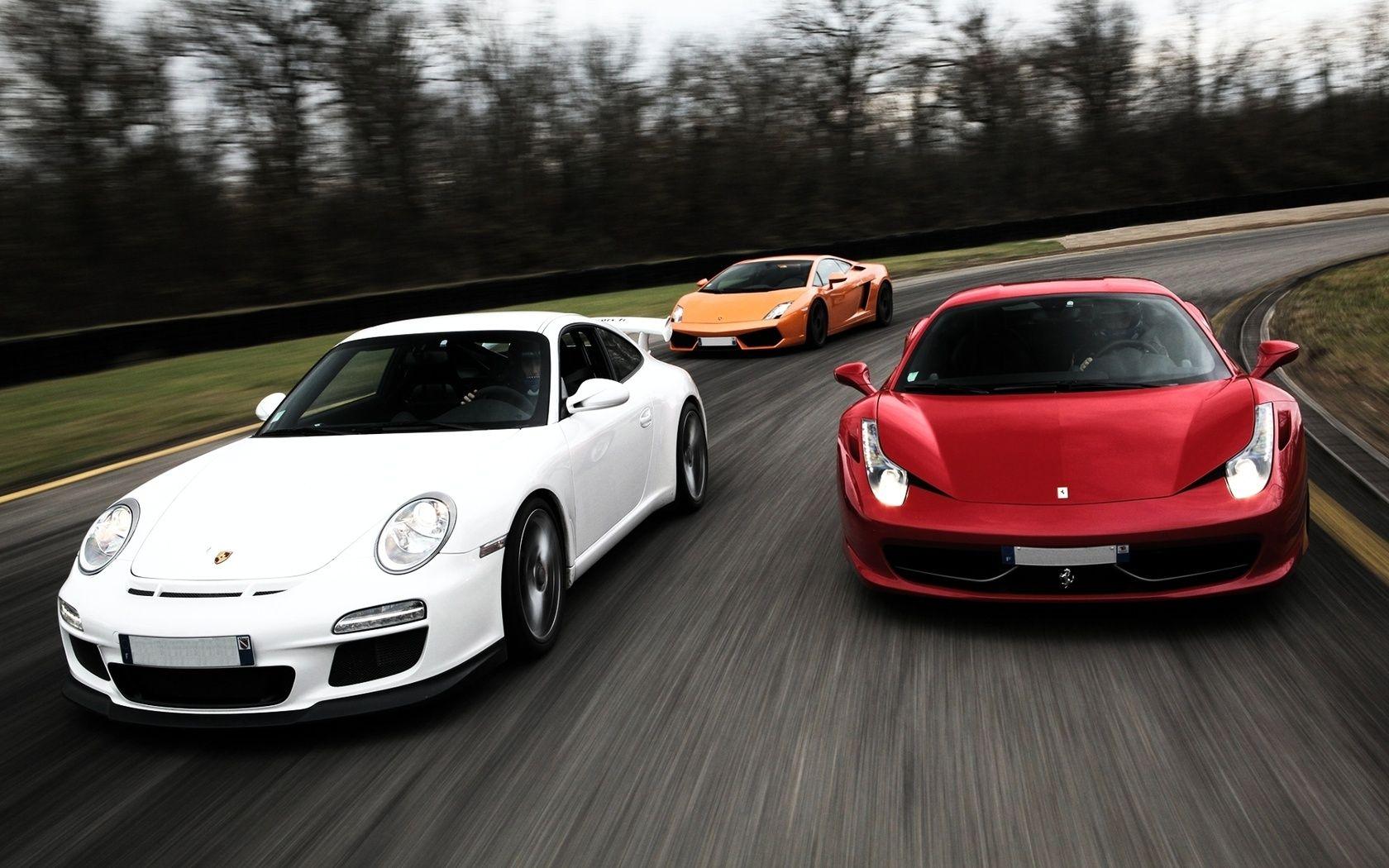 1680x1050 Porsche Ferrari 458 Italia And Lamborghini Wallpaper