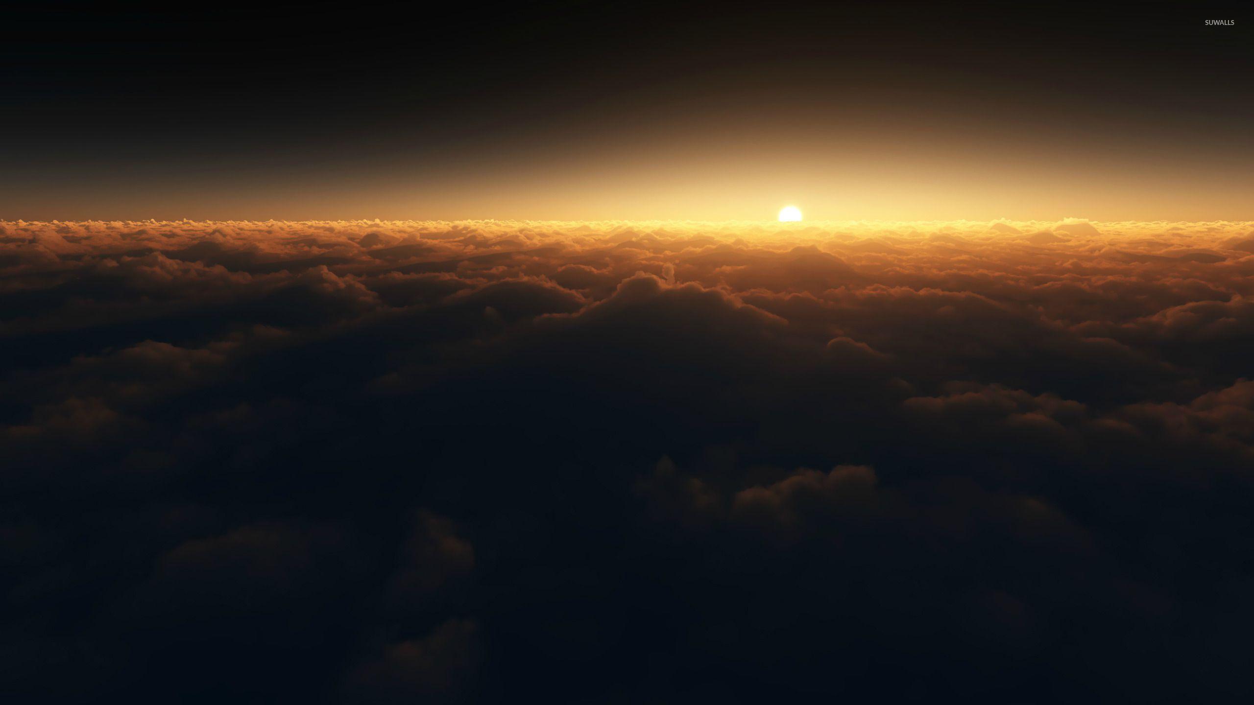 2560x1440 Above the Clouds Sunset Computer Wallpaper
