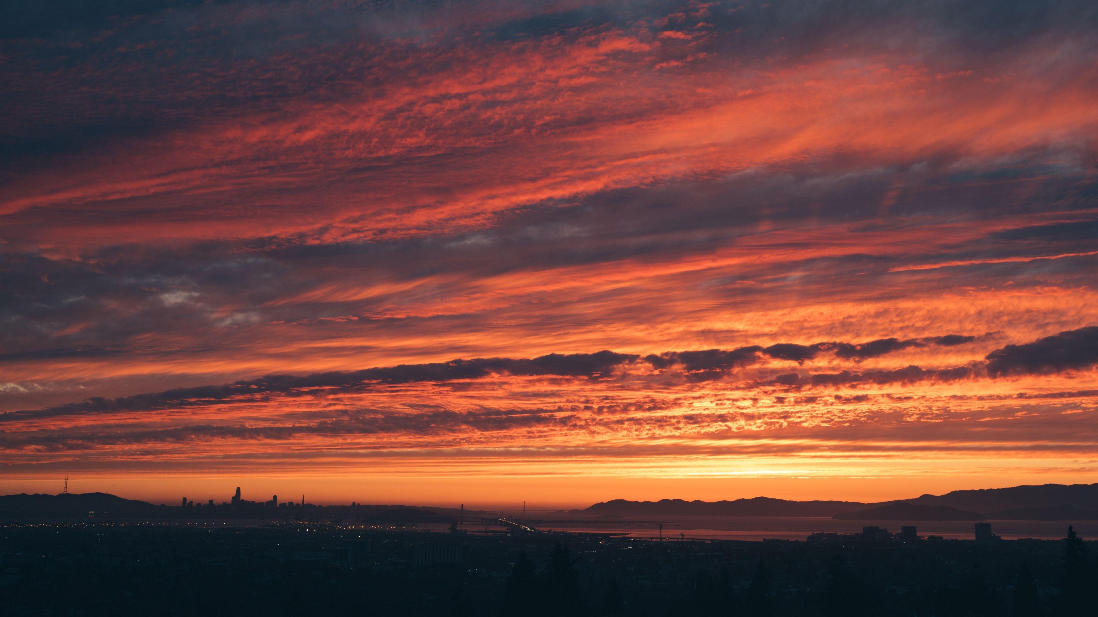 3840x2160 Wallpaper 4k sunset, clouds, horizon, sky, twilight 4k Clouds, Horizon, sunset