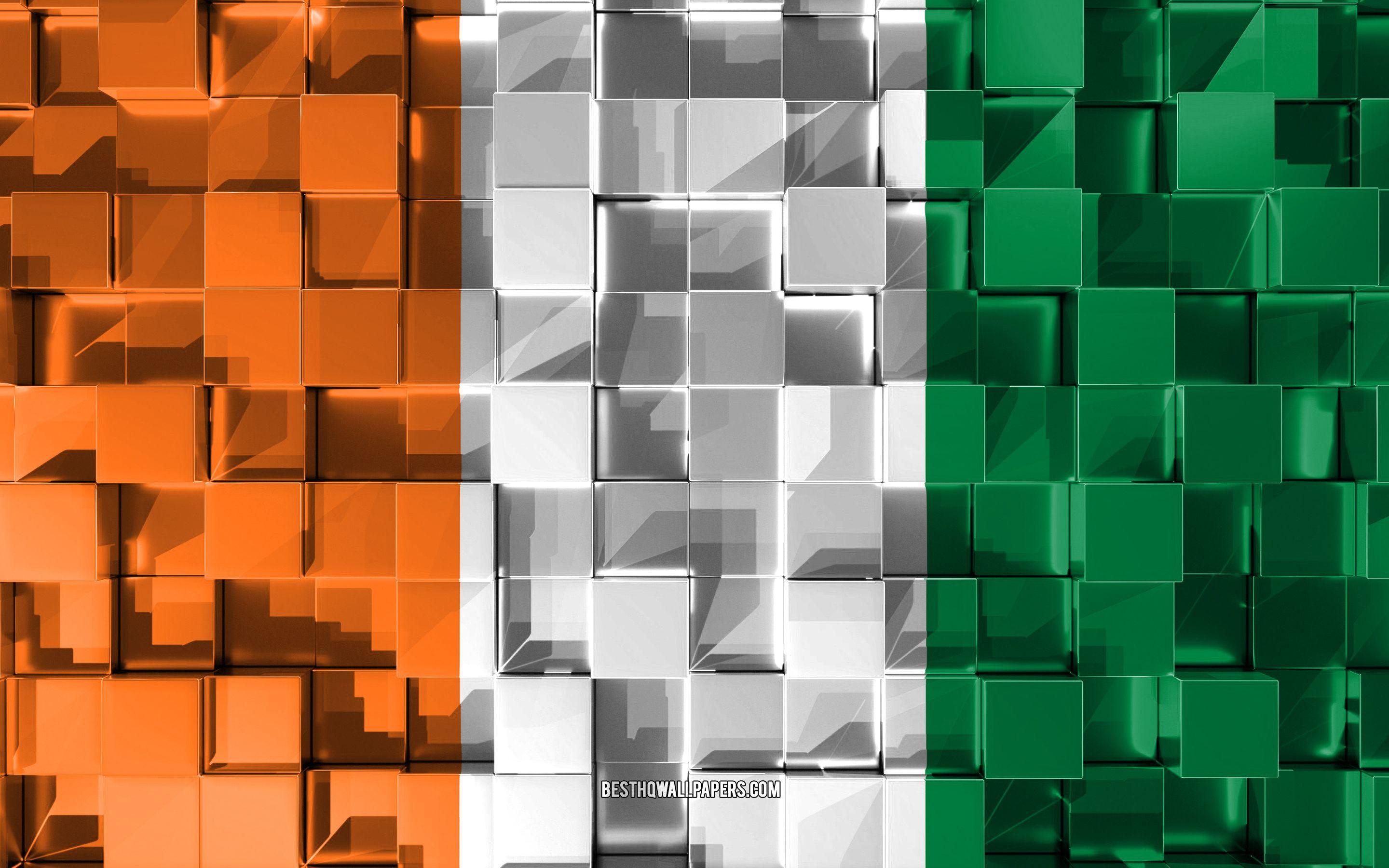 2880x1800 Download wallpaper Flag of Ivory Coast, 3D flag, 3D cubes texture