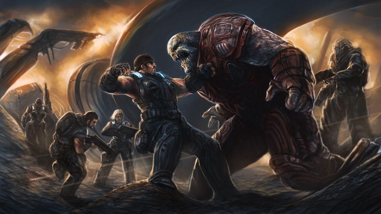 1245x700 Video games Gears of War fantasy art battles artwork Gears Of War